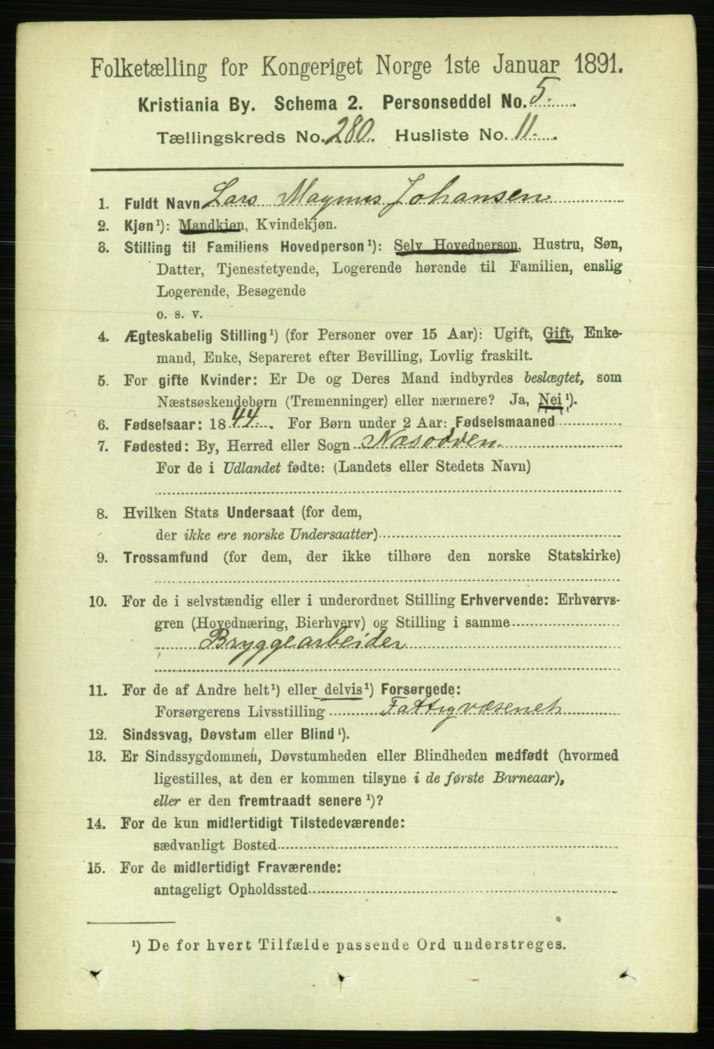 RA, 1891 census for 0301 Kristiania, 1891, p. 170356