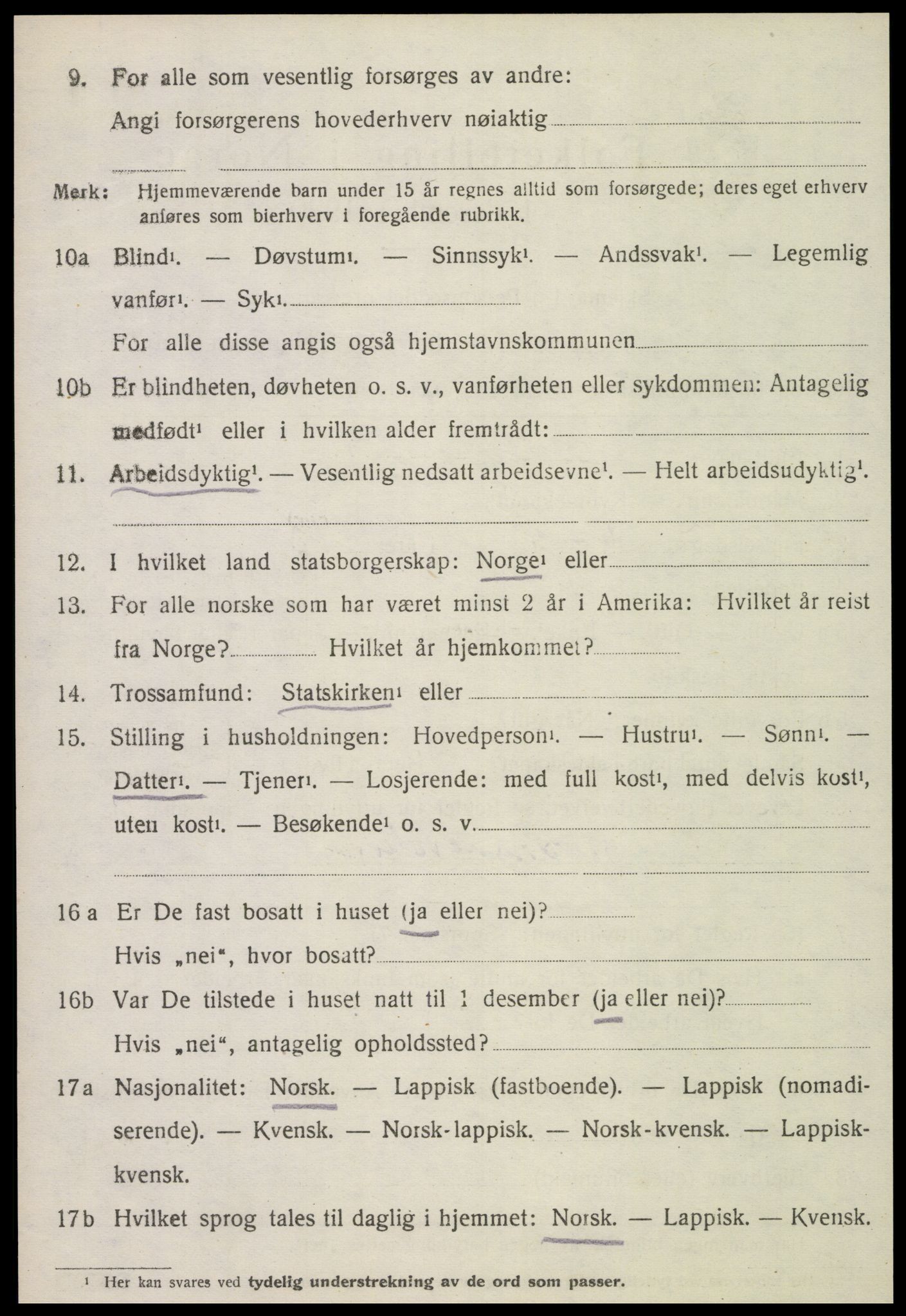 SAT, 1920 census for Verdal, 1920, p. 11590