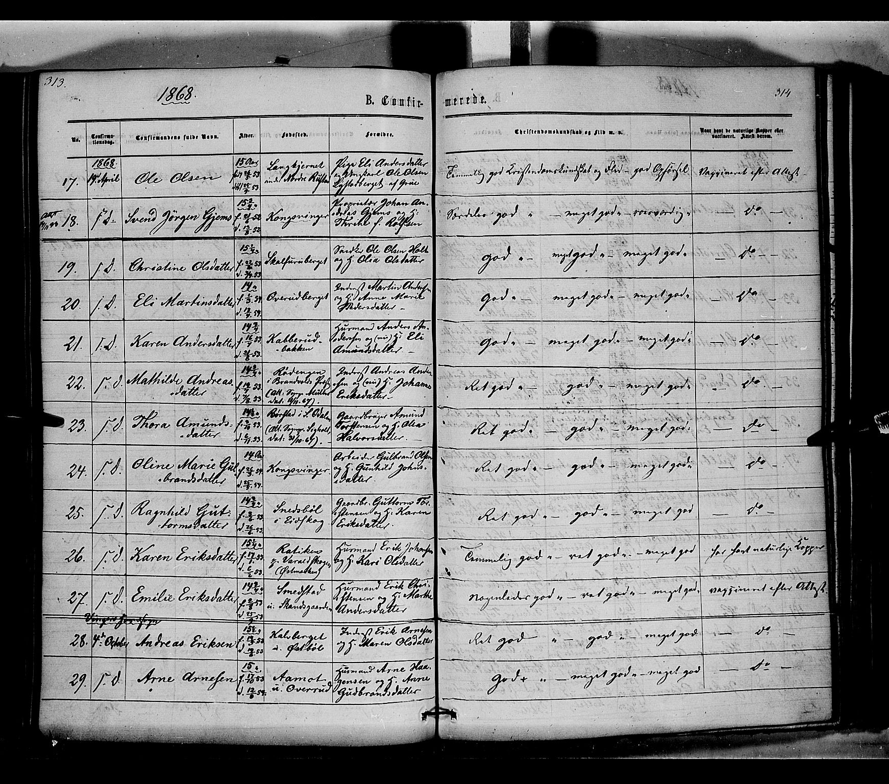 Vinger prestekontor, AV/SAH-PREST-024/H/Ha/Haa/L0011: Parish register (official) no. 11, 1862-1870, p. 314