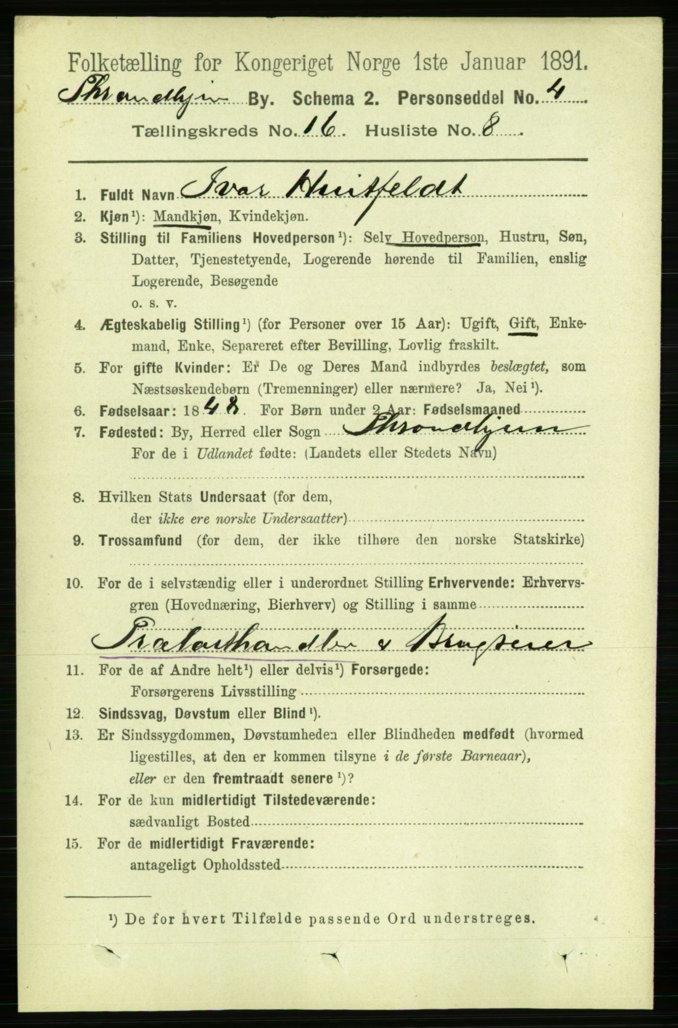 RA, 1891 census for 1601 Trondheim, 1891, p. 12407