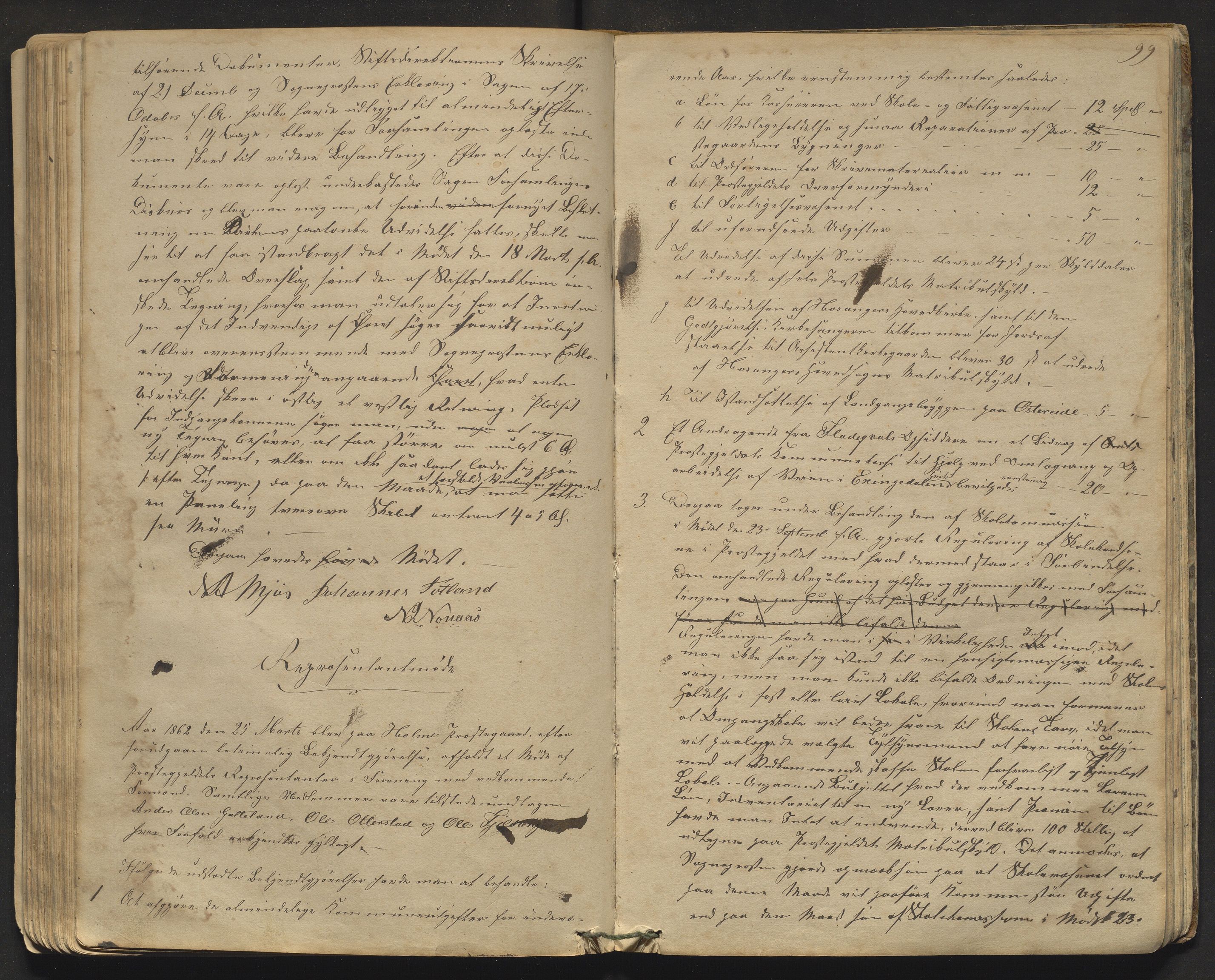 Hosanger kommune. Formannskapet, IKAH/1253a-021/A/Aa/L0001: Møtebok for Hosanger formannskap og heradsstyre, 1838-1867, p. 99