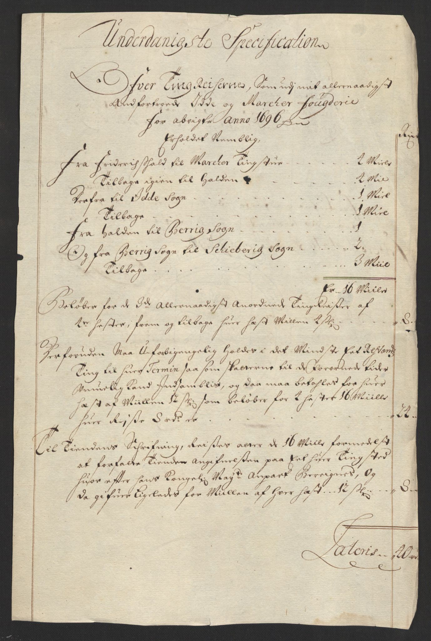 Rentekammeret inntil 1814, Reviderte regnskaper, Fogderegnskap, AV/RA-EA-4092/R01/L0013: Fogderegnskap Idd og Marker, 1696-1698, p. 165
