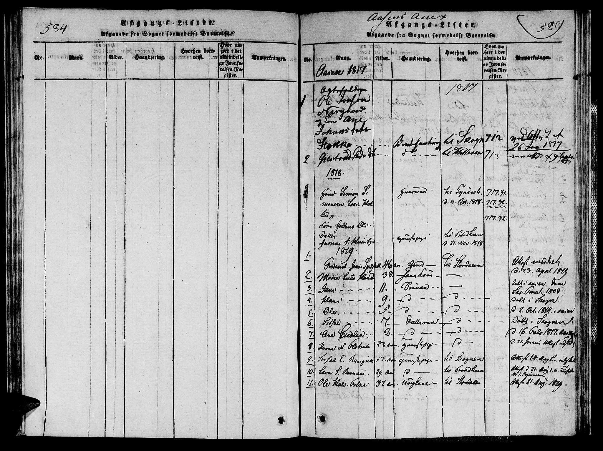 Ministerialprotokoller, klokkerbøker og fødselsregistre - Nord-Trøndelag, SAT/A-1458/713/L0112: Parish register (official) no. 713A04 /2, 1817-1827, p. 584-589