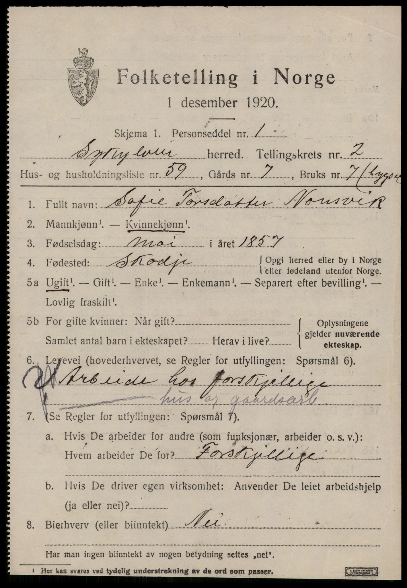 SAT, 1920 census for Sykkylven, 1920, p. 1973