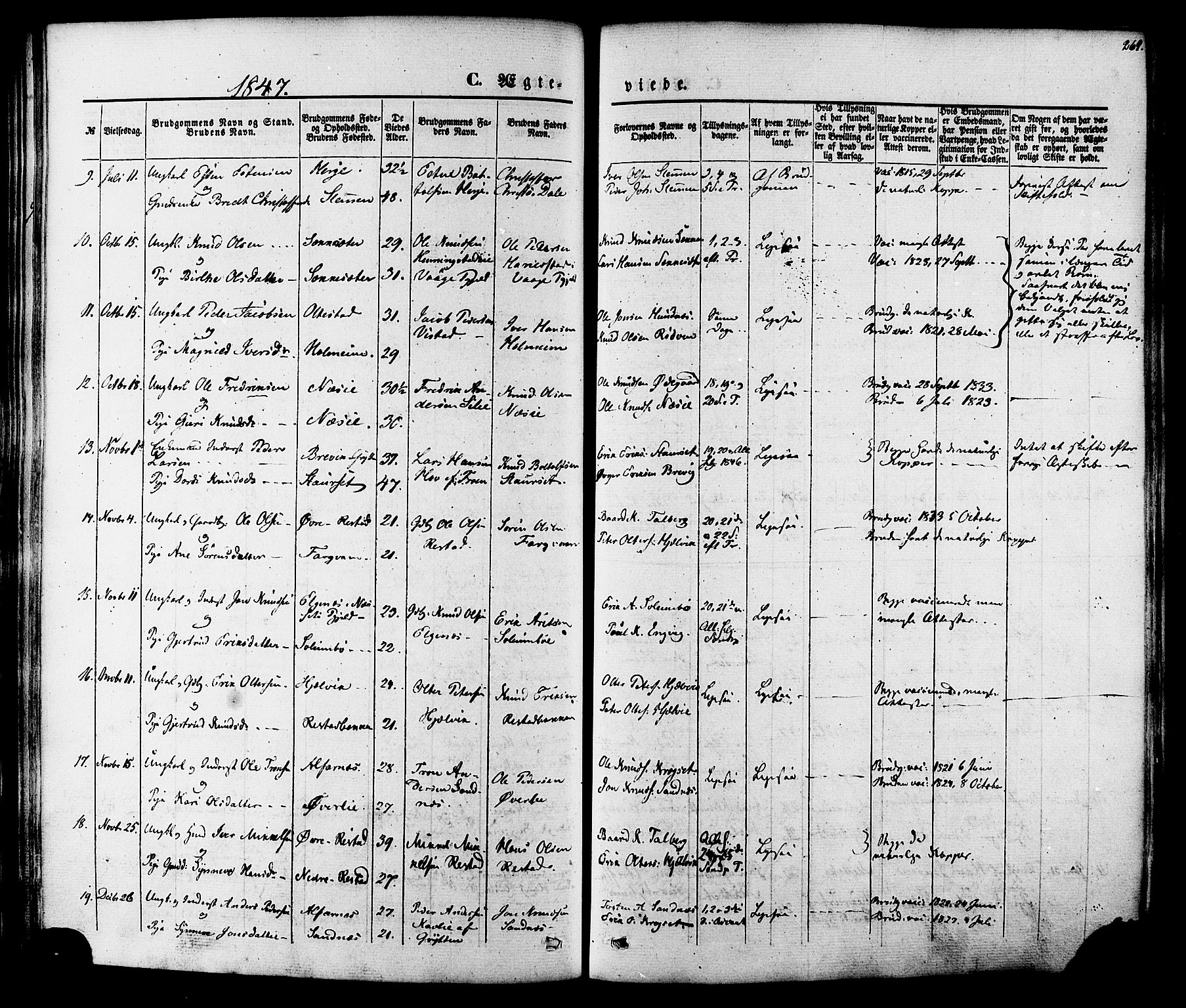 Ministerialprotokoller, klokkerbøker og fødselsregistre - Møre og Romsdal, AV/SAT-A-1454/547/L0603: Parish register (official) no. 547A05, 1846-1877, p. 264