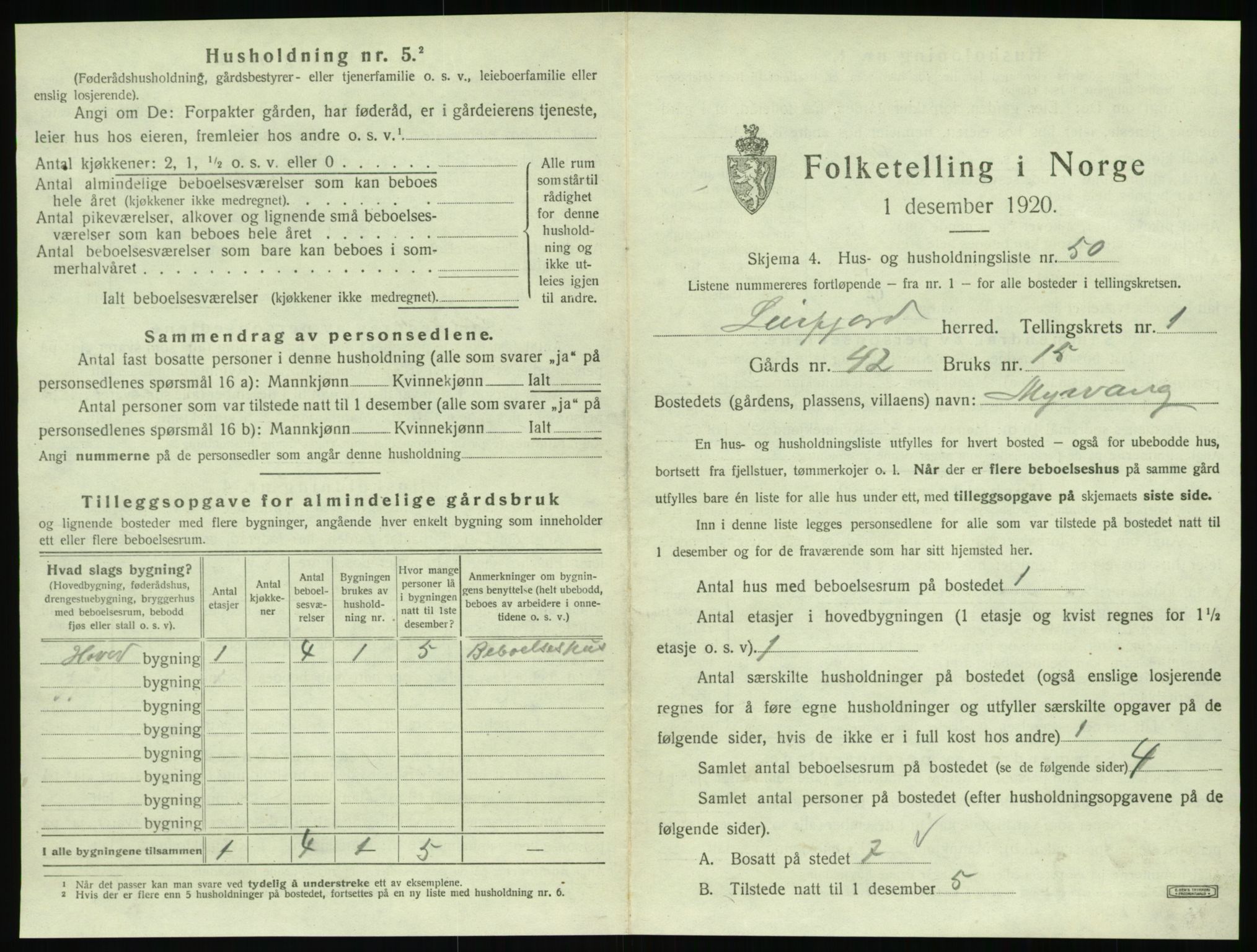 SAT, 1920 census for Leirfjord, 1920, p. 133