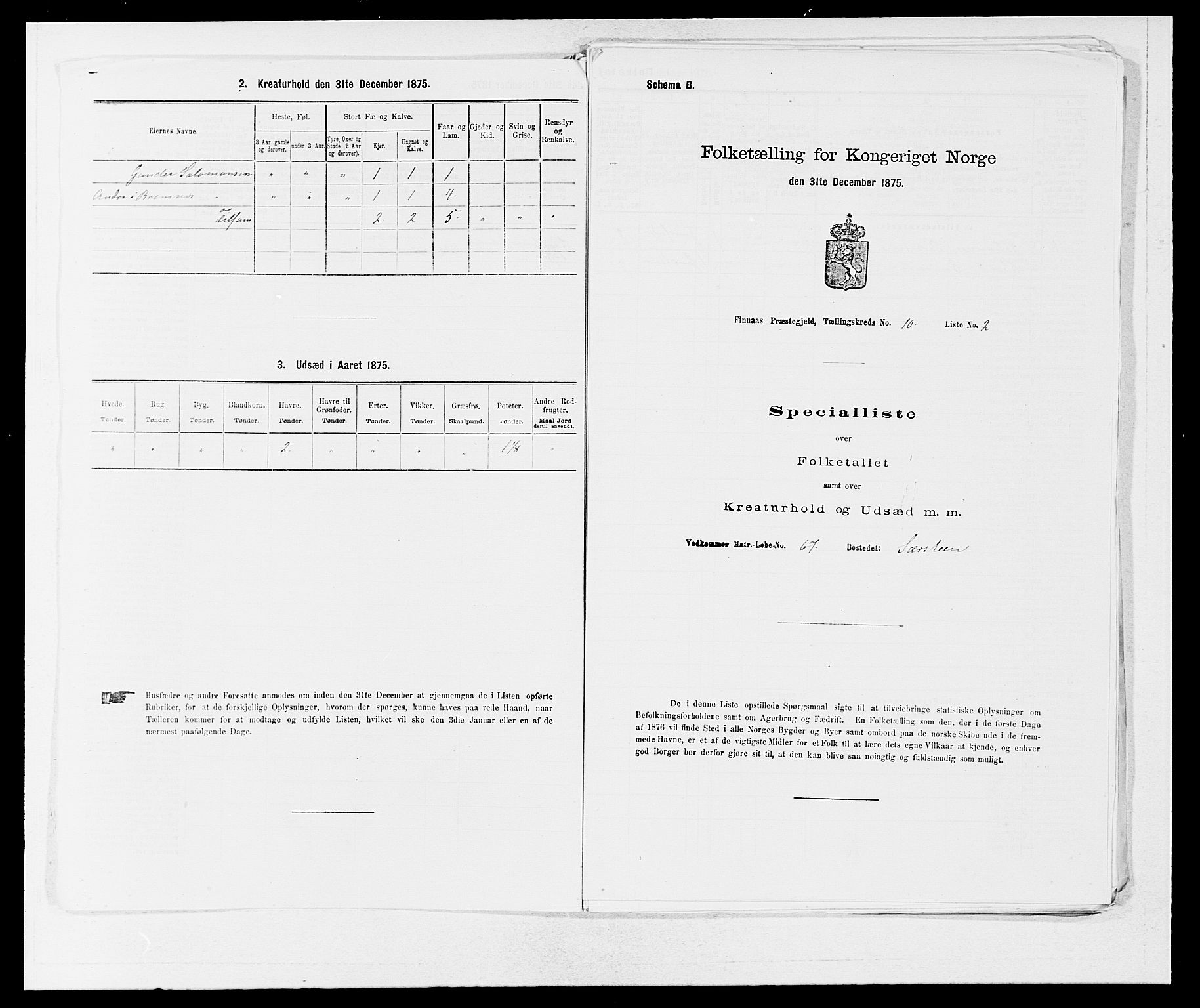 SAB, 1875 census for 1218P Finnås, 1875, p. 1109