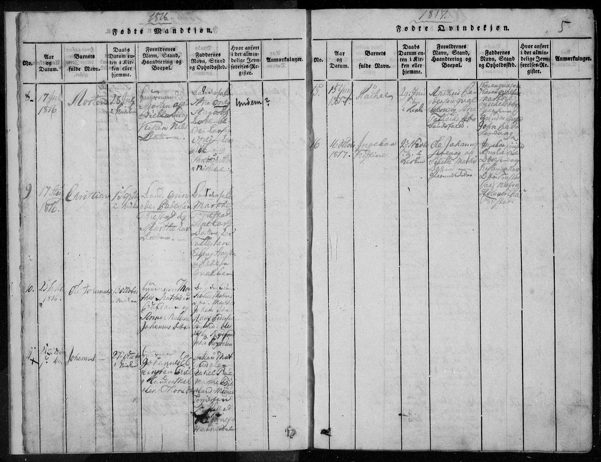 Eigersund sokneprestkontor, AV/SAST-A-101807/S08/L0008: Parish register (official) no. A 8, 1816-1847, p. 5