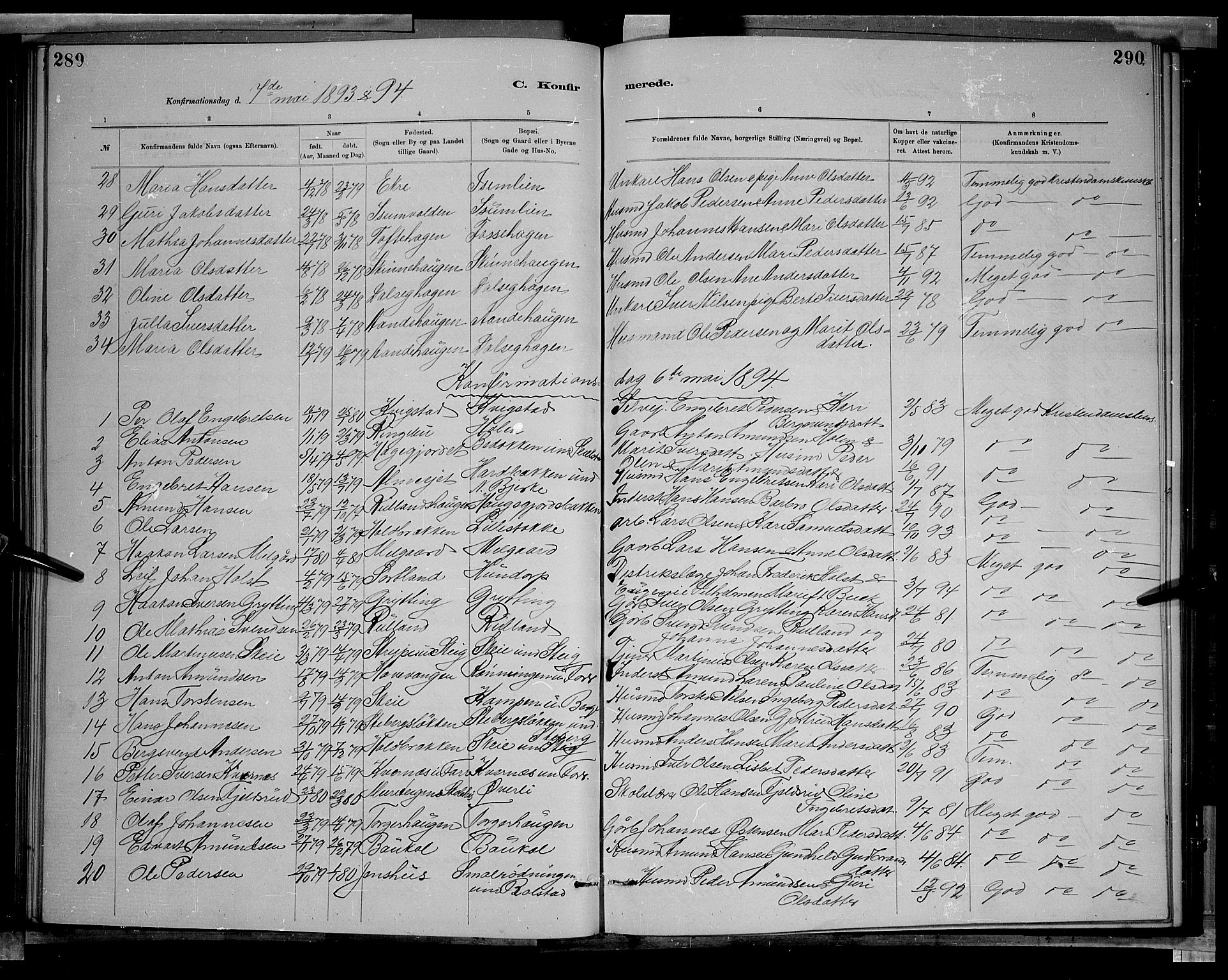 Sør-Fron prestekontor, SAH/PREST-010/H/Ha/Hab/L0003: Parish register (copy) no. 3, 1884-1896, p. 289-290