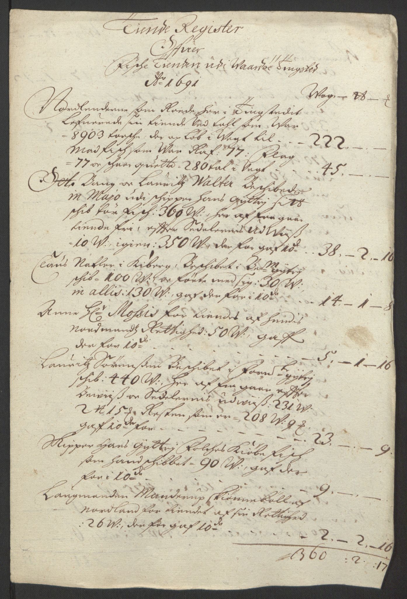 Rentekammeret inntil 1814, Reviderte regnskaper, Fogderegnskap, AV/RA-EA-4092/R69/L4851: Fogderegnskap Finnmark/Vardøhus, 1691-1700, p. 54