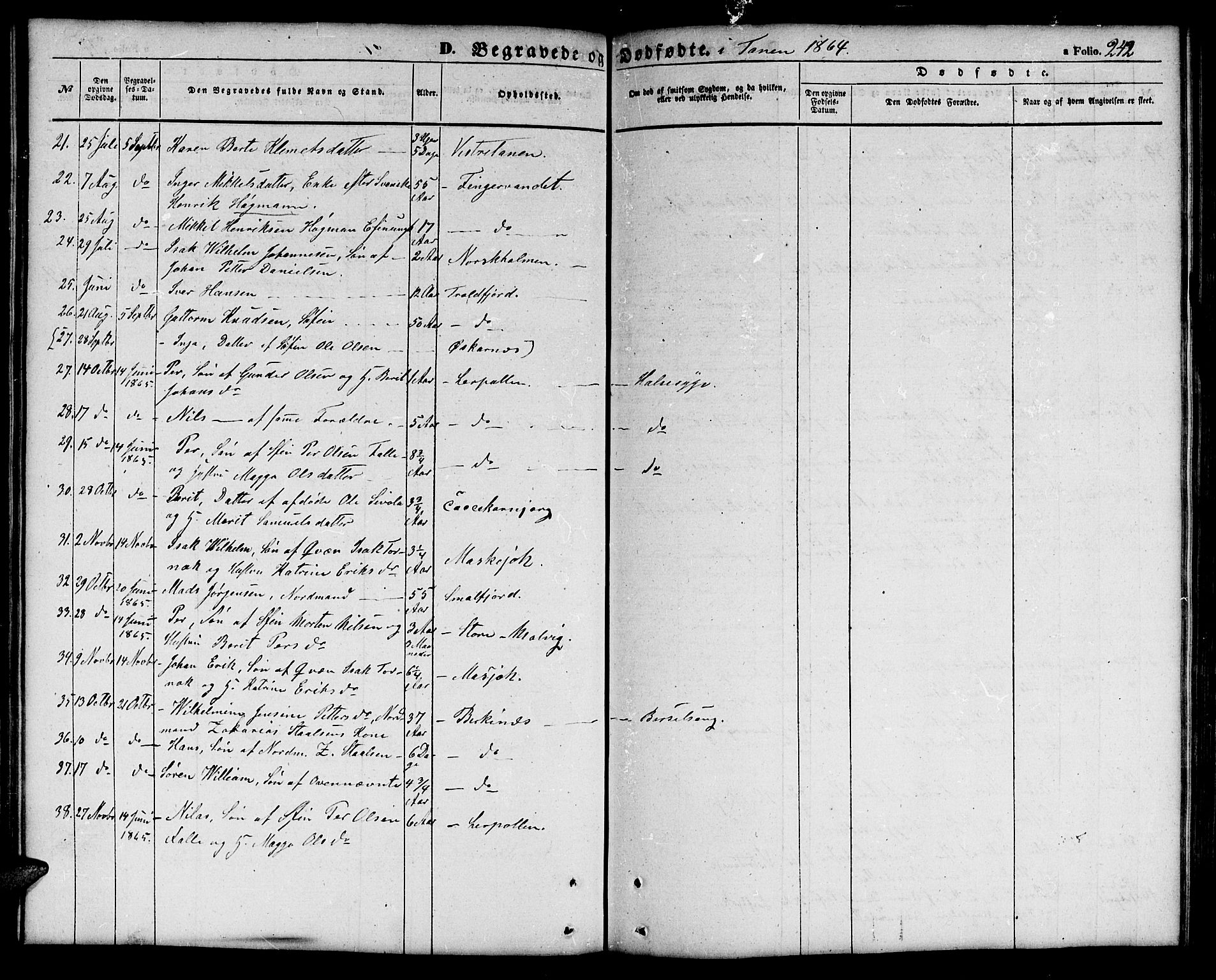 Tana sokneprestkontor, SATØ/S-1334/H/Hb/L0001klokker: Parish register (copy) no. 1 /1, 1853-1867, p. 242