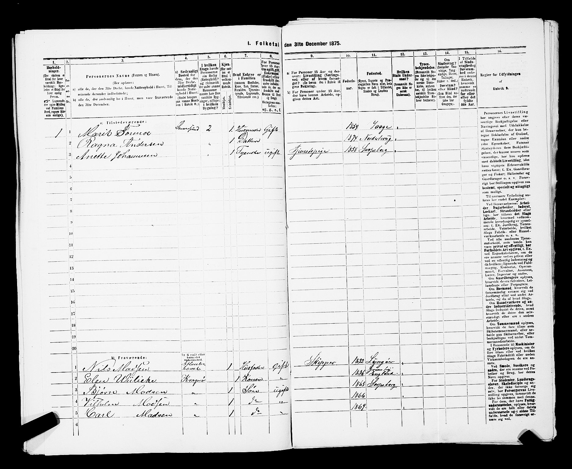RA, 1875 census for 0102P Sarpsborg, 1875, p. 106