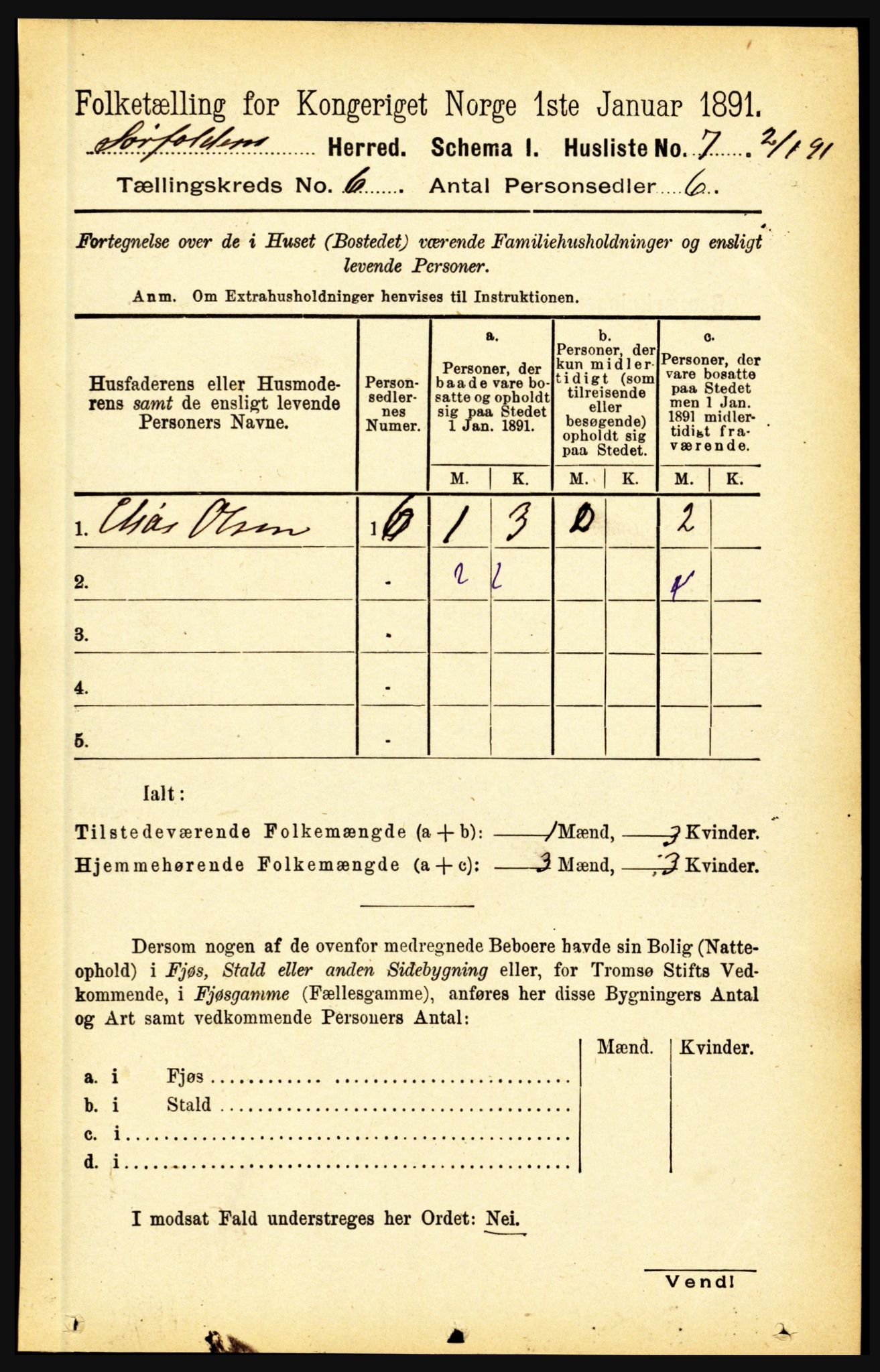 RA, 1891 census for 1845 Sørfold, 1891, p. 1779