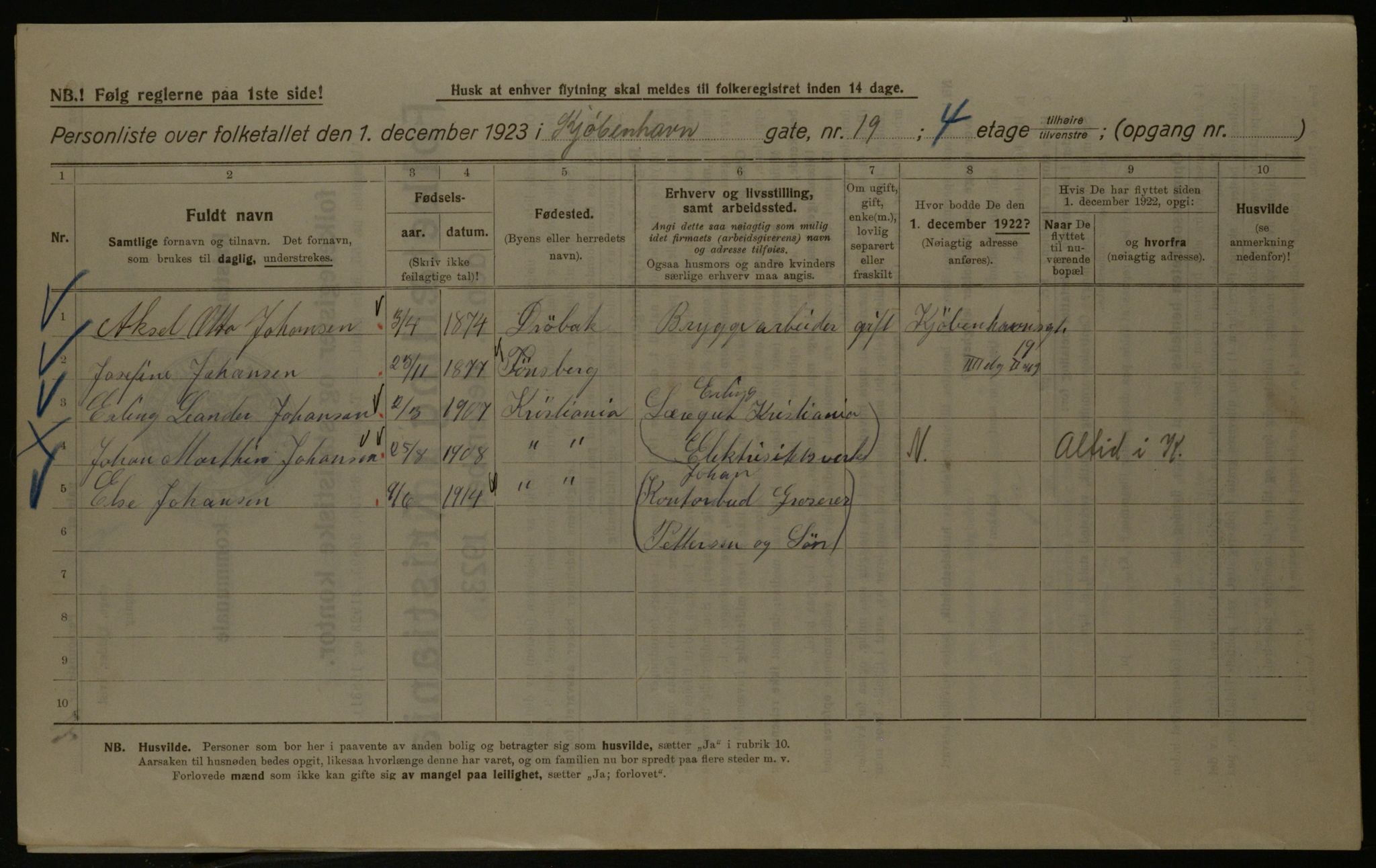 OBA, Municipal Census 1923 for Kristiania, 1923, p. 57848