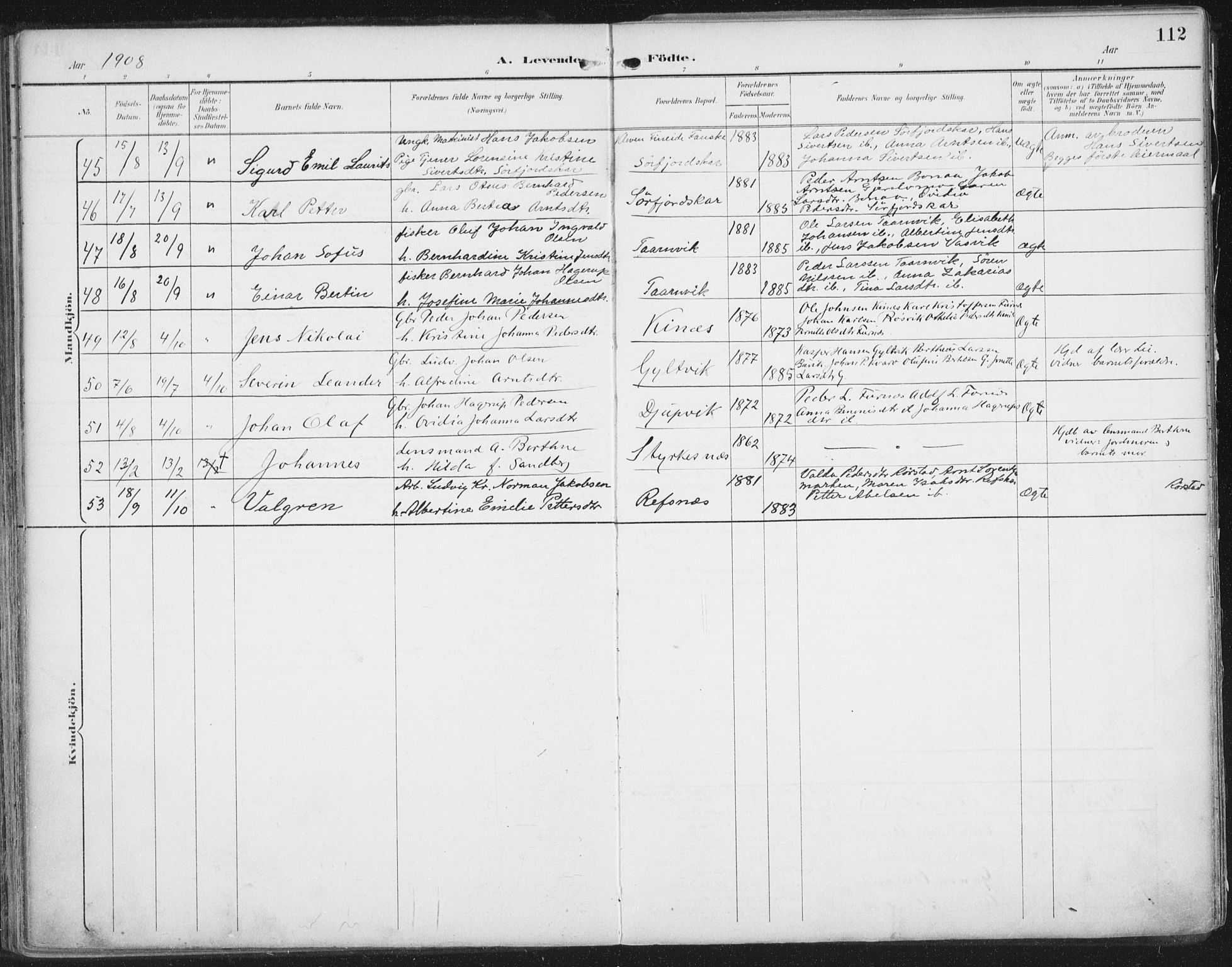 Ministerialprotokoller, klokkerbøker og fødselsregistre - Nordland, SAT/A-1459/854/L0779: Parish register (official) no. 854A02, 1892-1909, p. 112