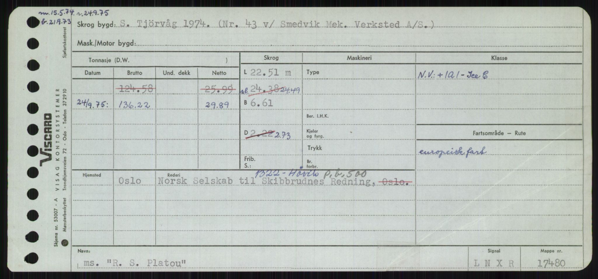 Sjøfartsdirektoratet med forløpere, Skipsmålingen, AV/RA-S-1627/H/Ha/L0004/0002: Fartøy, Mas-R / Fartøy, Odin-R, p. 475