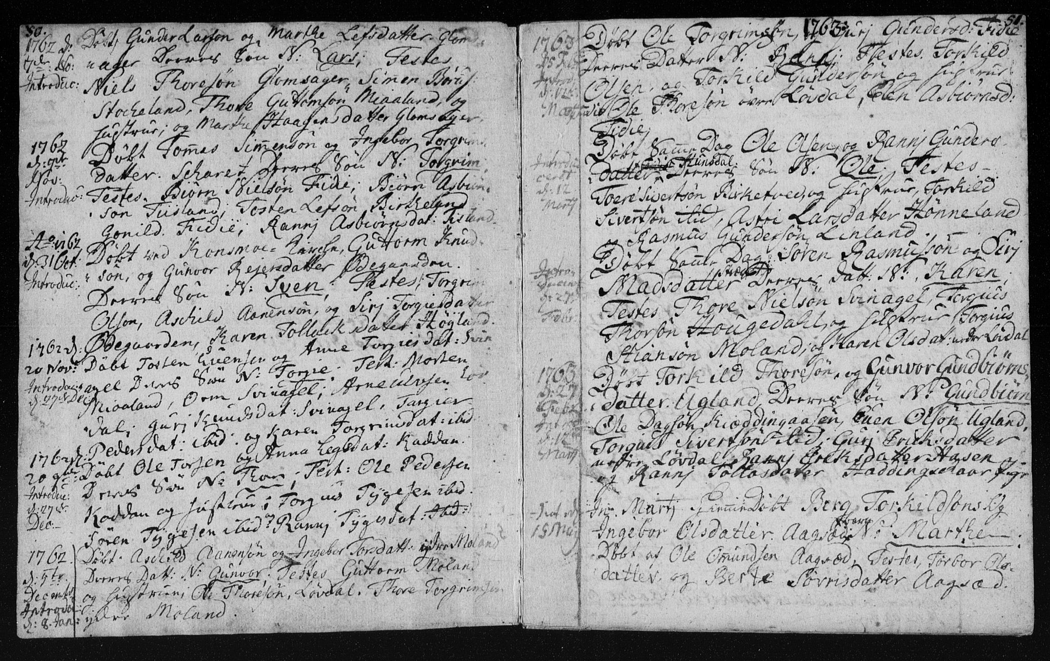 Holum sokneprestkontor, SAK/1111-0022/F/Fa/Fab/L0003: Parish register (official) no. A 3, 1752-1774, p. 50-51