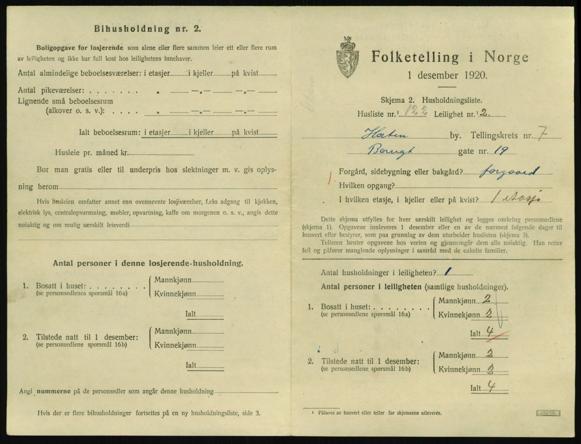 SAKO, 1920 census for Horten, 1920, p. 7647