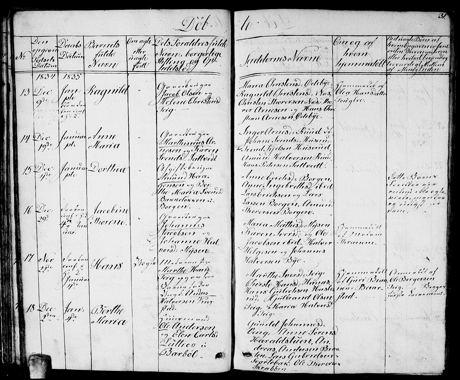 Enebakk prestekontor Kirkebøker, SAO/A-10171c/G/Ga/L0003: Parish register (copy) no. I 3, 1833-1849, p. 31