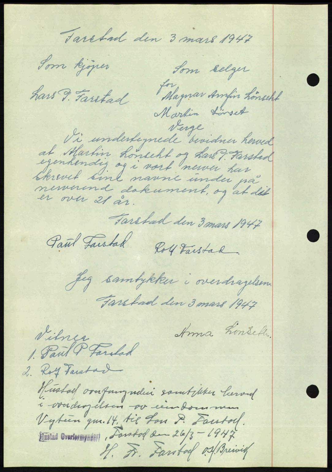 Romsdal sorenskriveri, AV/SAT-A-4149/1/2/2C: Mortgage book no. A22, 1947-1947, Diary no: : 707/1947