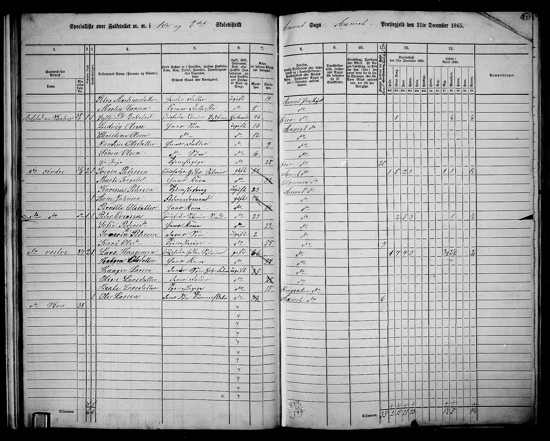 RA, 1865 census for Åmot, 1865, p. 23