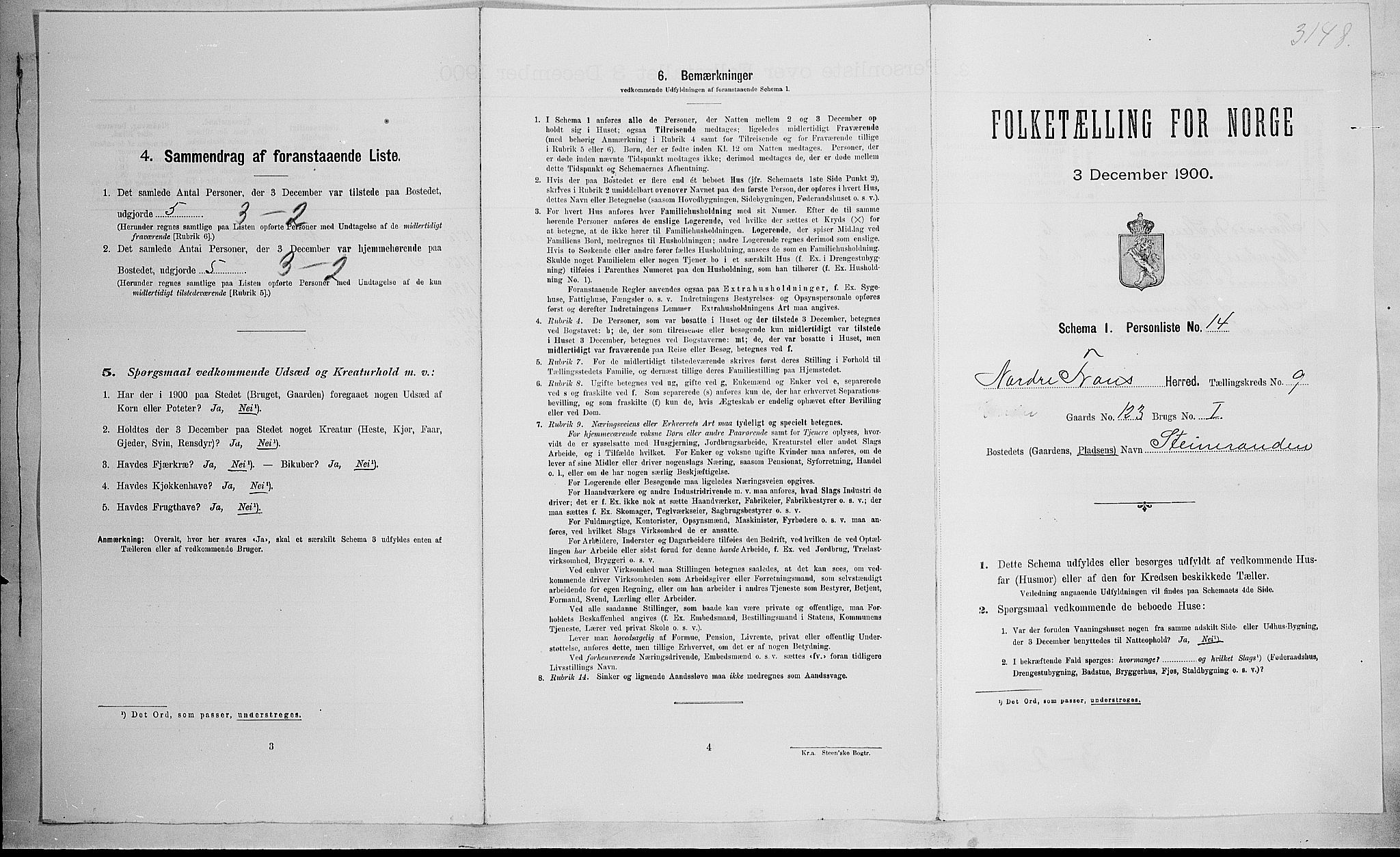 SAH, 1900 census for Nord-Fron, 1900, p. 1109