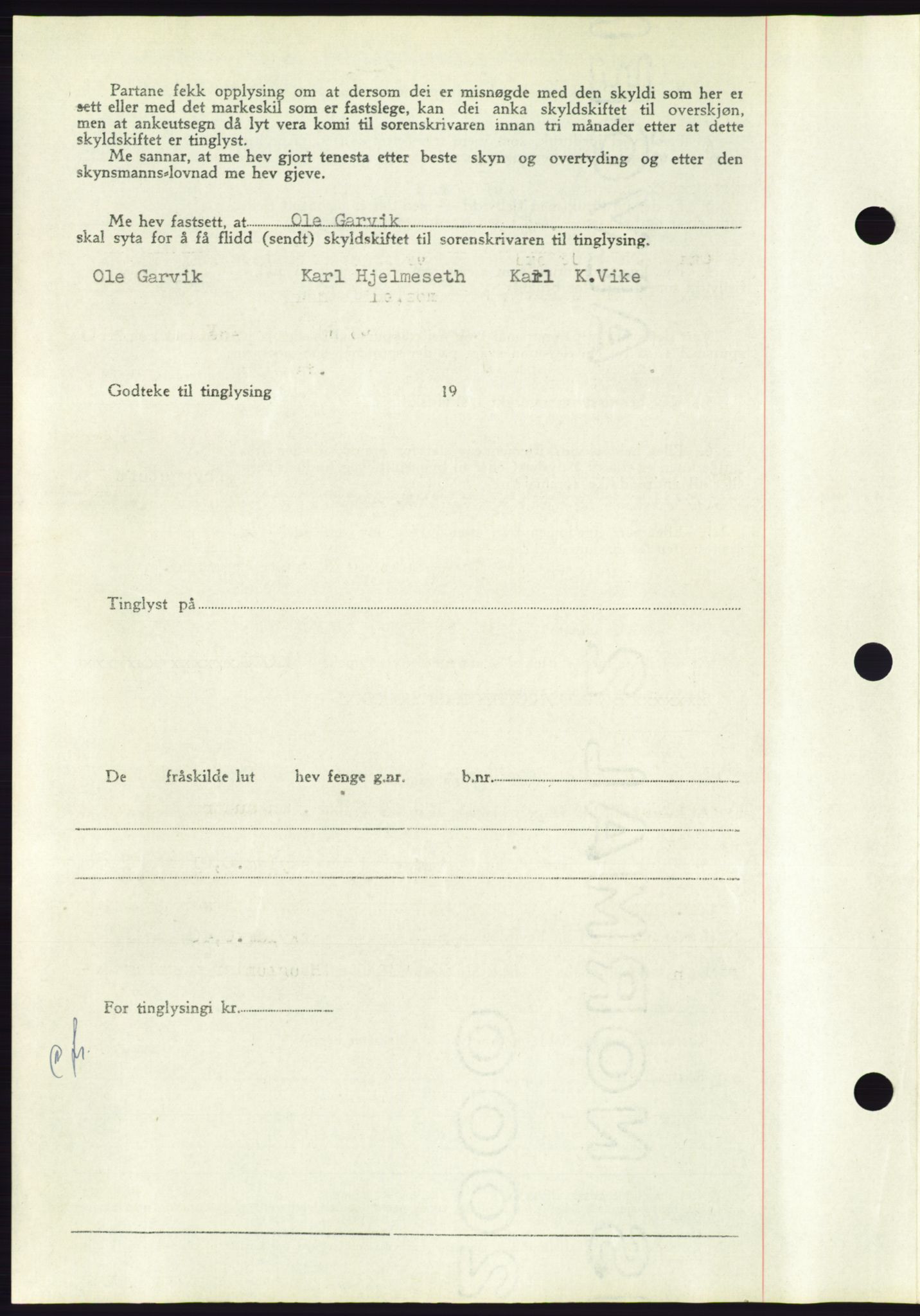 Søre Sunnmøre sorenskriveri, AV/SAT-A-4122/1/2/2C/L0085: Mortgage book no. 11A, 1949-1949, Diary no: : 1327/1949