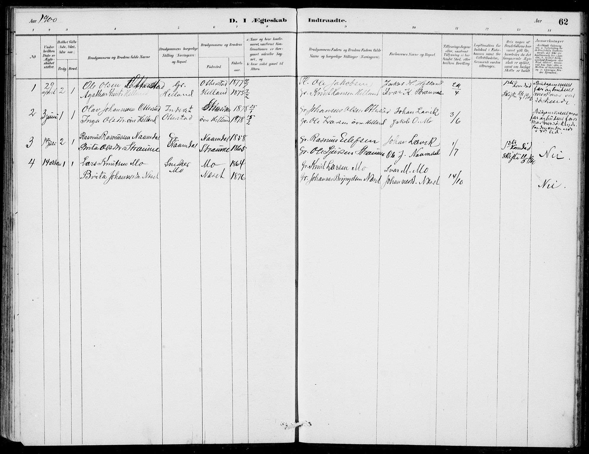 Hosanger sokneprestembete, AV/SAB-A-75801/H/Haa: Parish register (official) no. C  1, 1880-1900, p. 62