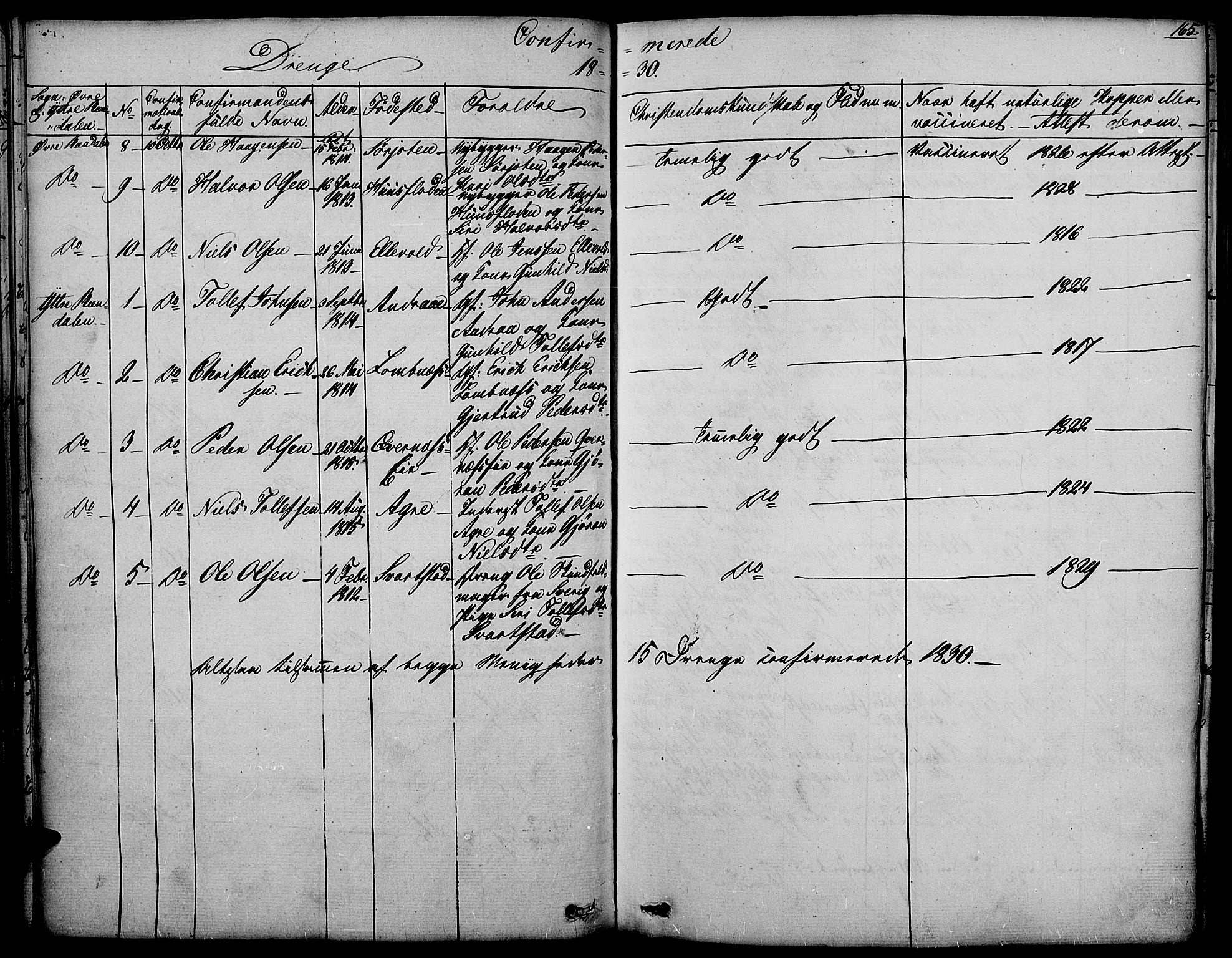 Rendalen prestekontor, SAH/PREST-054/H/Ha/Haa/L0004: Parish register (official) no. 4, 1829-1852, p. 165