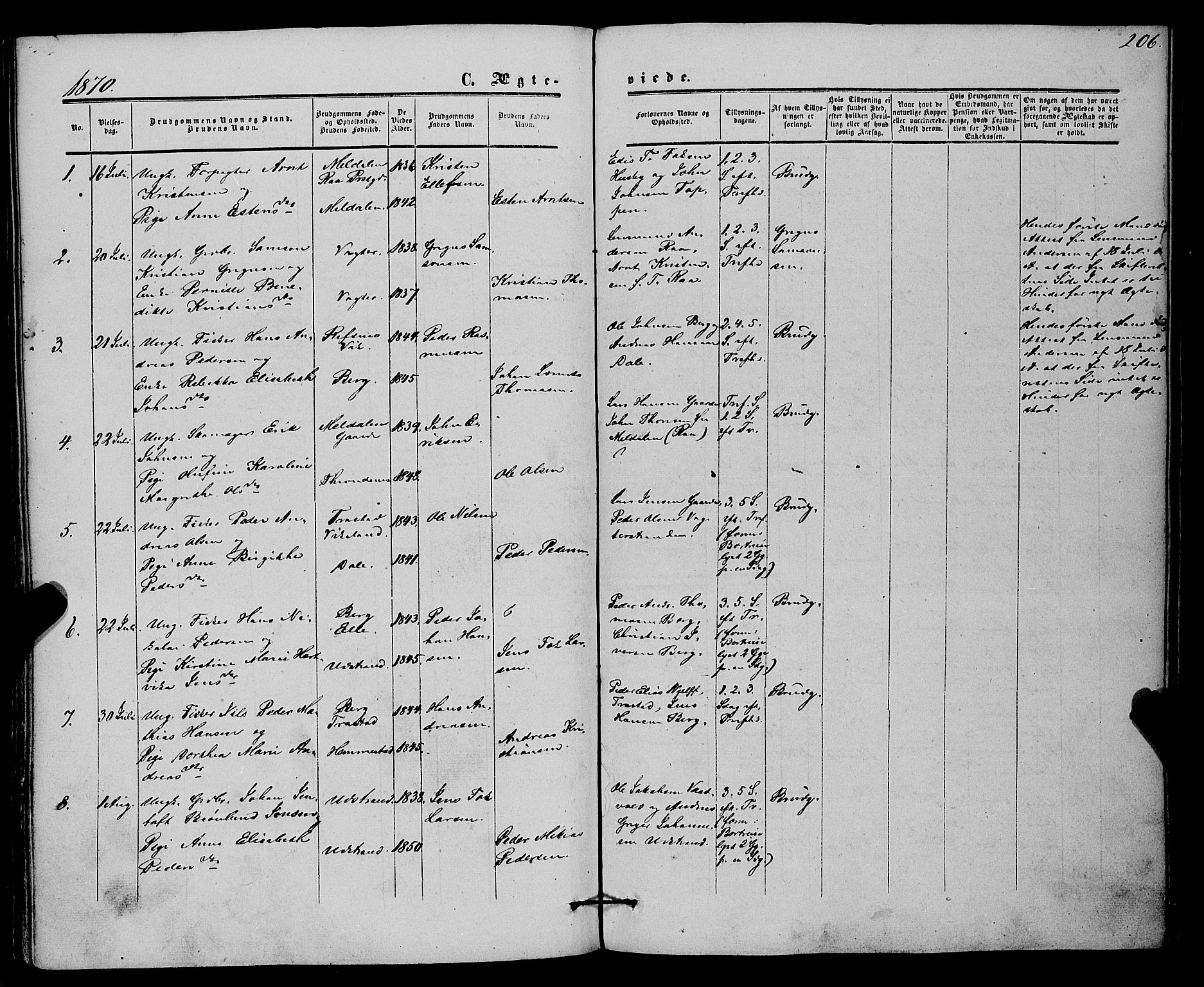 Kvæfjord sokneprestkontor, SATØ/S-1323/G/Ga/Gaa/L0004kirke: Parish register (official) no. 4, 1857-1877, p. 206
