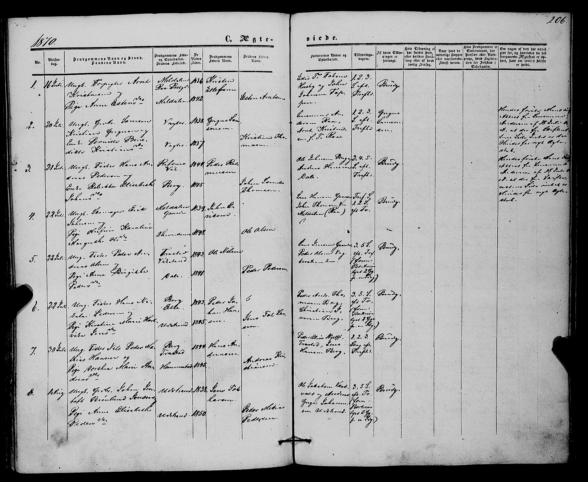 Kvæfjord sokneprestkontor, AV/SATØ-S-1323/G/Ga/Gaa/L0004kirke: Parish register (official) no. 4, 1857-1877, p. 206