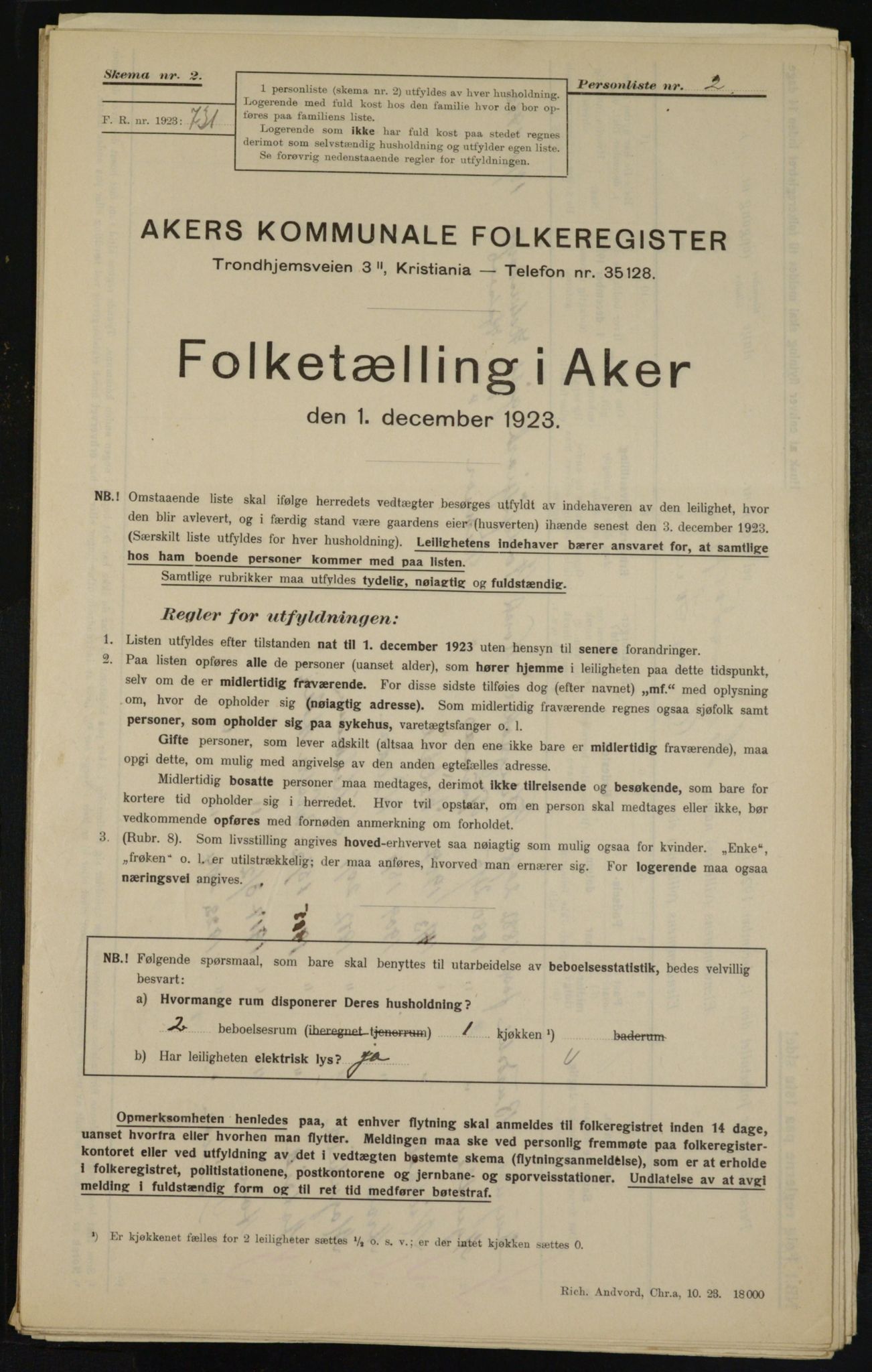 , Municipal Census 1923 for Aker, 1923, p. 11874