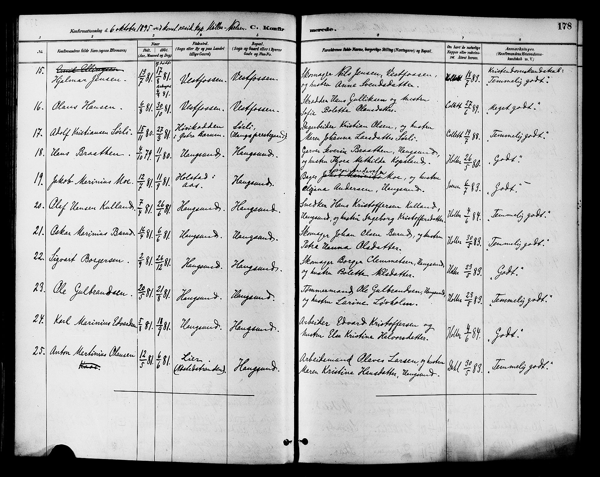 Eiker kirkebøker, AV/SAKO-A-4/F/Fb/L0002: Parish register (official) no. II 2, 1889-1896, p. 178