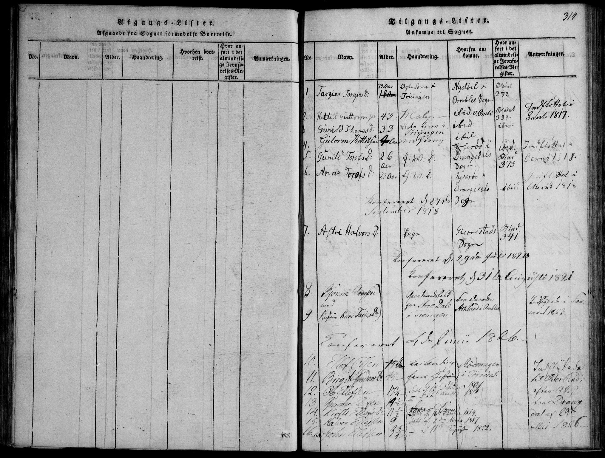Nissedal kirkebøker, SAKO/A-288/F/Fb/L0001: Parish register (official) no. II 1, 1814-1845, p. 314