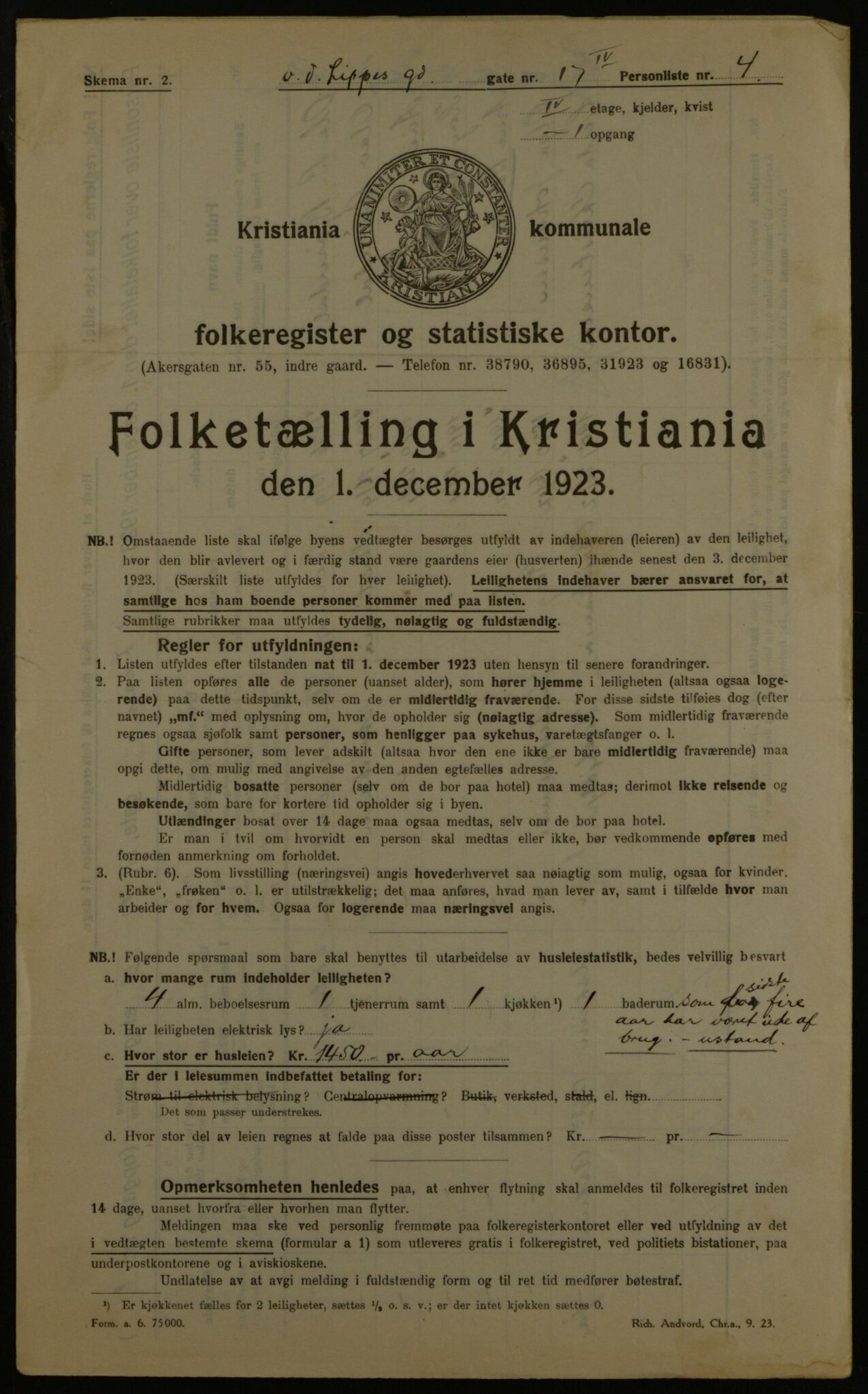 OBA, Municipal Census 1923 for Kristiania, 1923, p. 138336