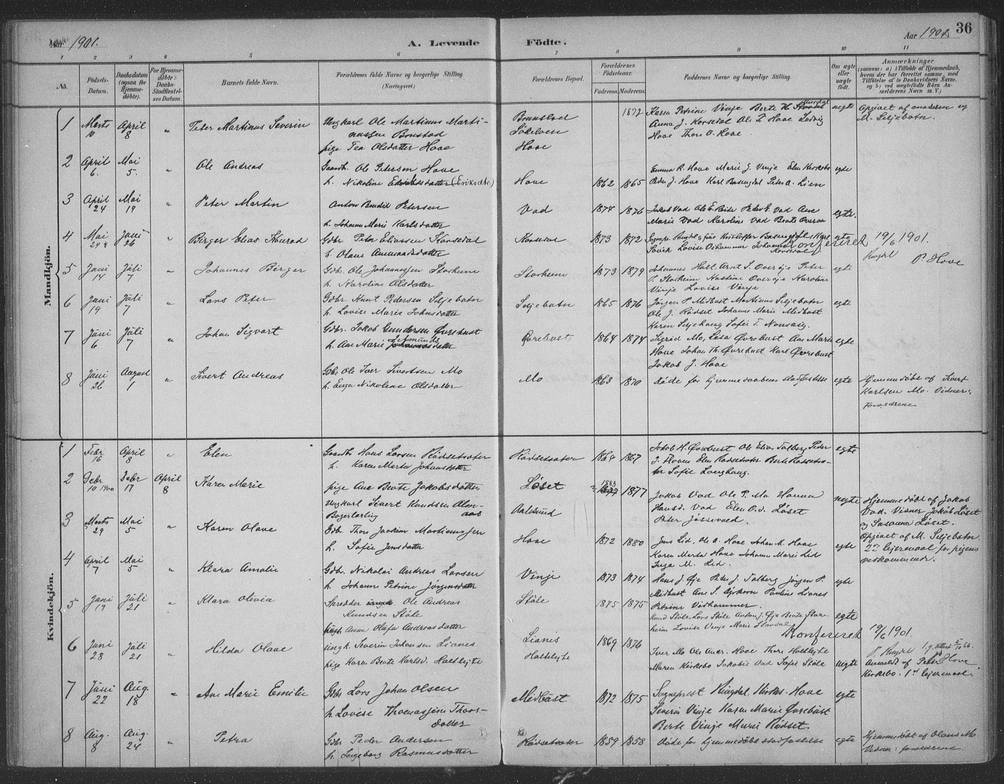 Ministerialprotokoller, klokkerbøker og fødselsregistre - Møre og Romsdal, SAT/A-1454/521/L0299: Parish register (official) no. 521A01, 1882-1907, p. 36