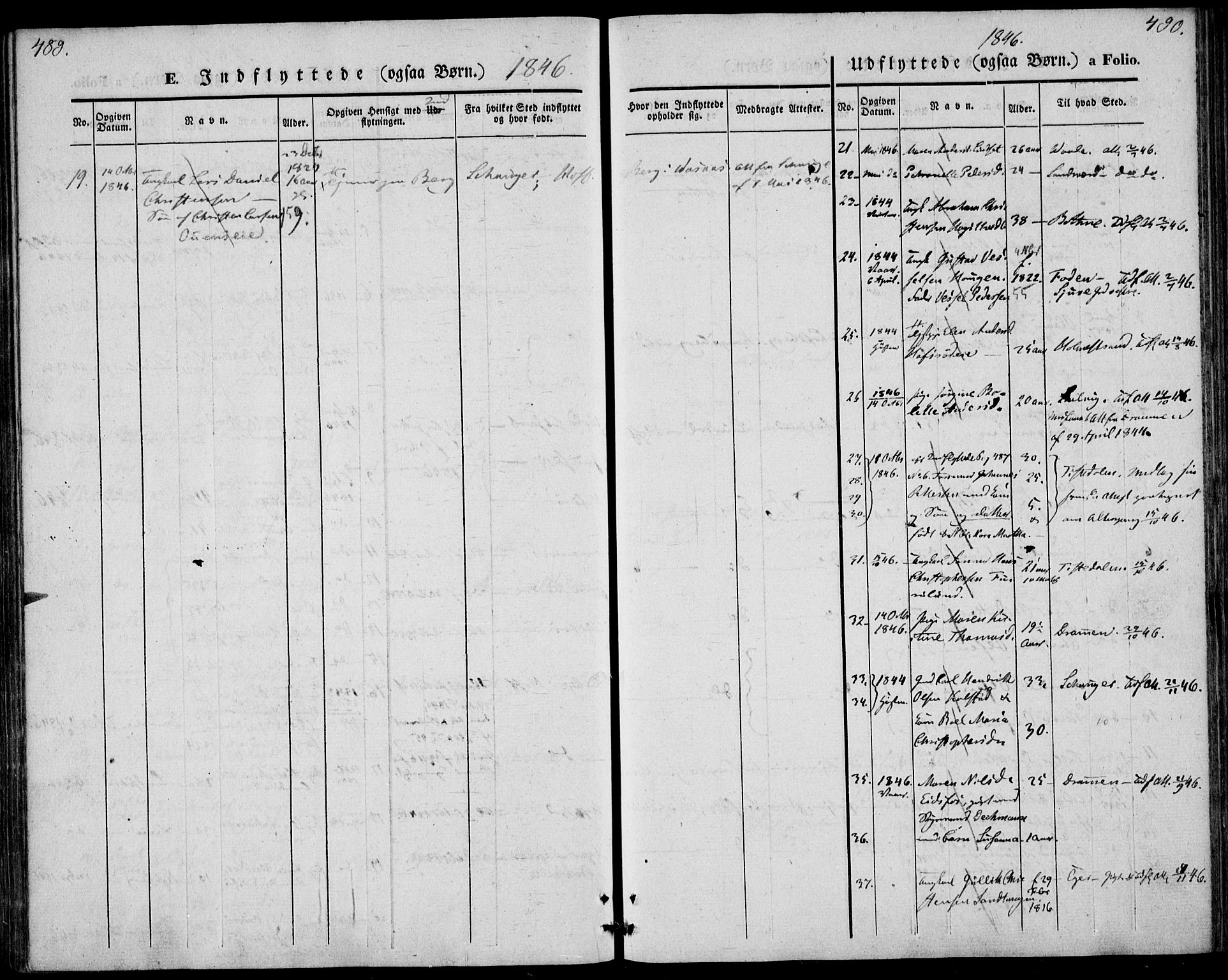 Hof kirkebøker, AV/SAKO-A-64/F/Fa/L0005: Parish register (official) no. I 5, 1844-1851, p. 489-490
