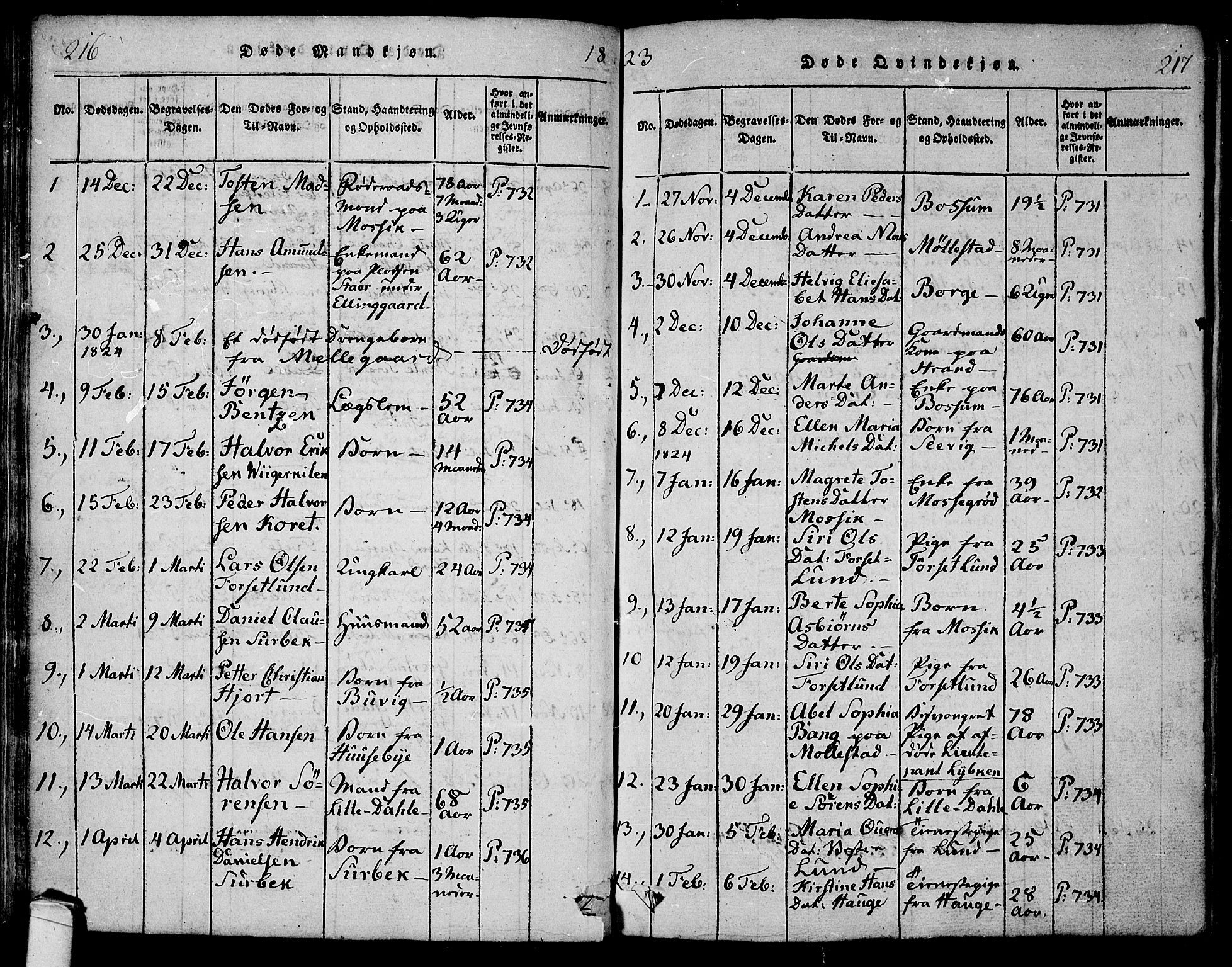 Onsøy prestekontor Kirkebøker, SAO/A-10914/F/Fa/L0002: Parish register (official) no. I 2, 1814-1840, p. 216-217