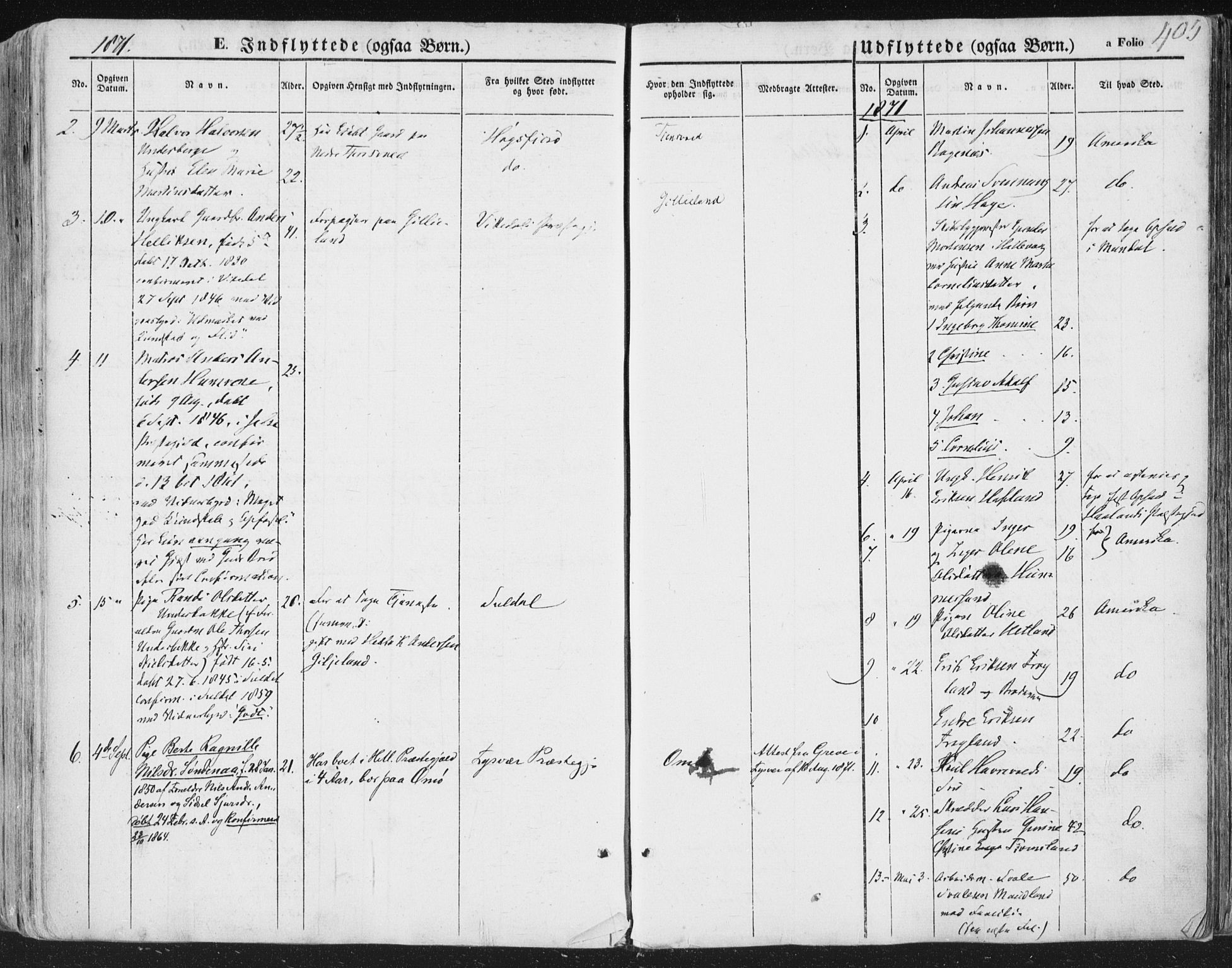 Hetland sokneprestkontor, AV/SAST-A-101826/30/30BA/L0002: Parish register (official) no. A 2, 1849-1869, p. 405