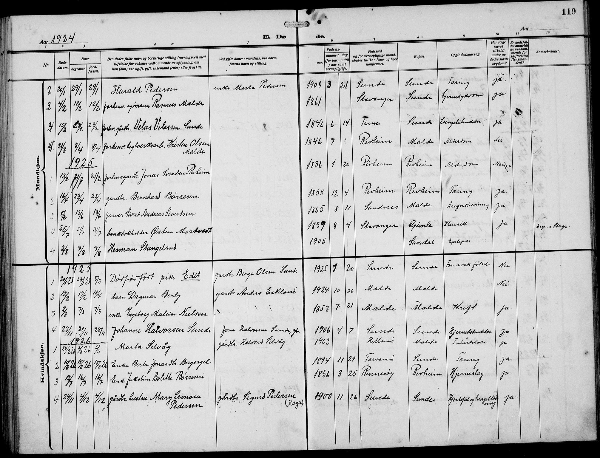 Håland sokneprestkontor, AV/SAST-A-101802/002/A/L0001: Parish register (copy) no. B 6, 1914-1940, p. 119