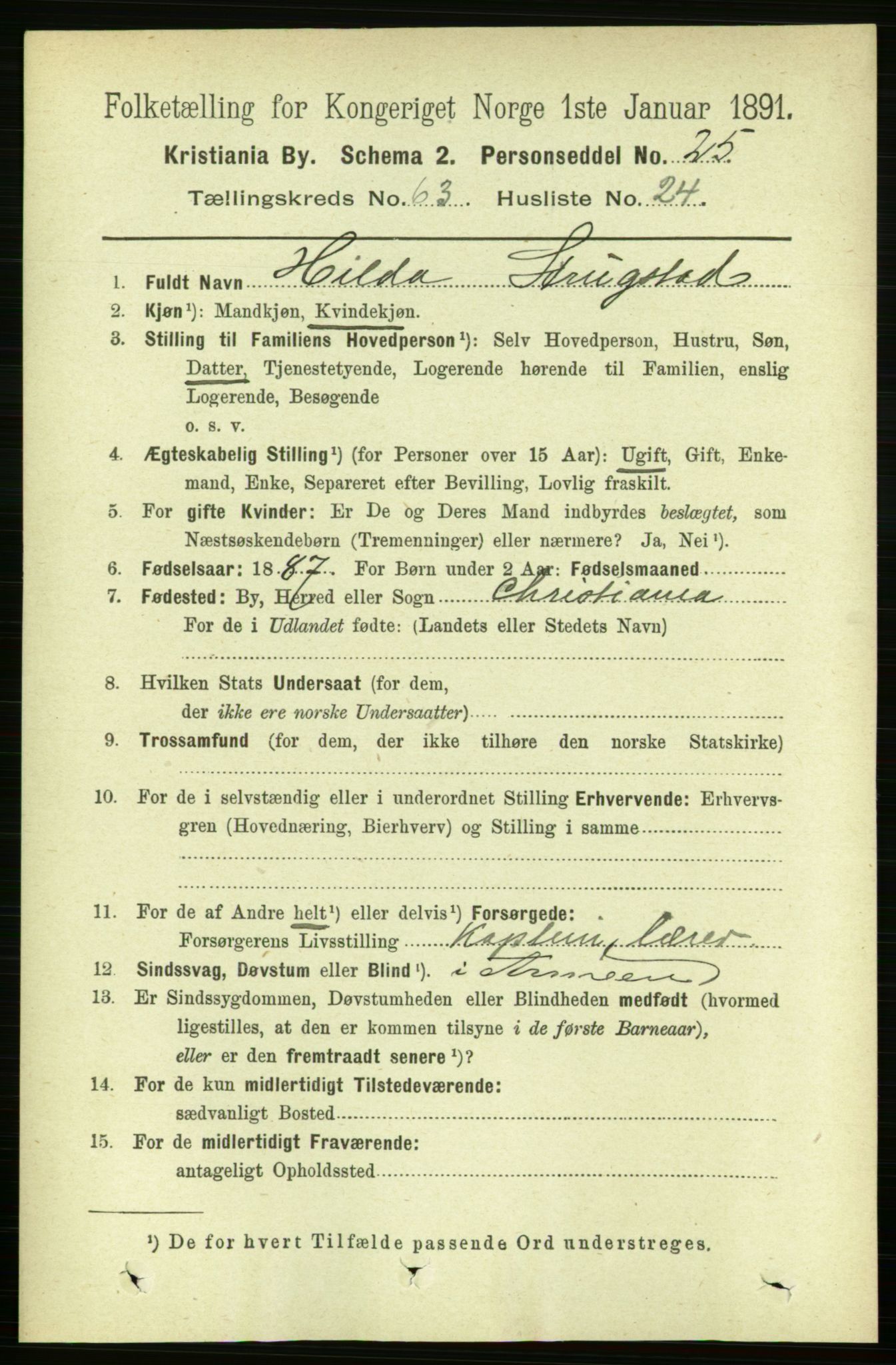 RA, 1891 census for 0301 Kristiania, 1891, p. 34168