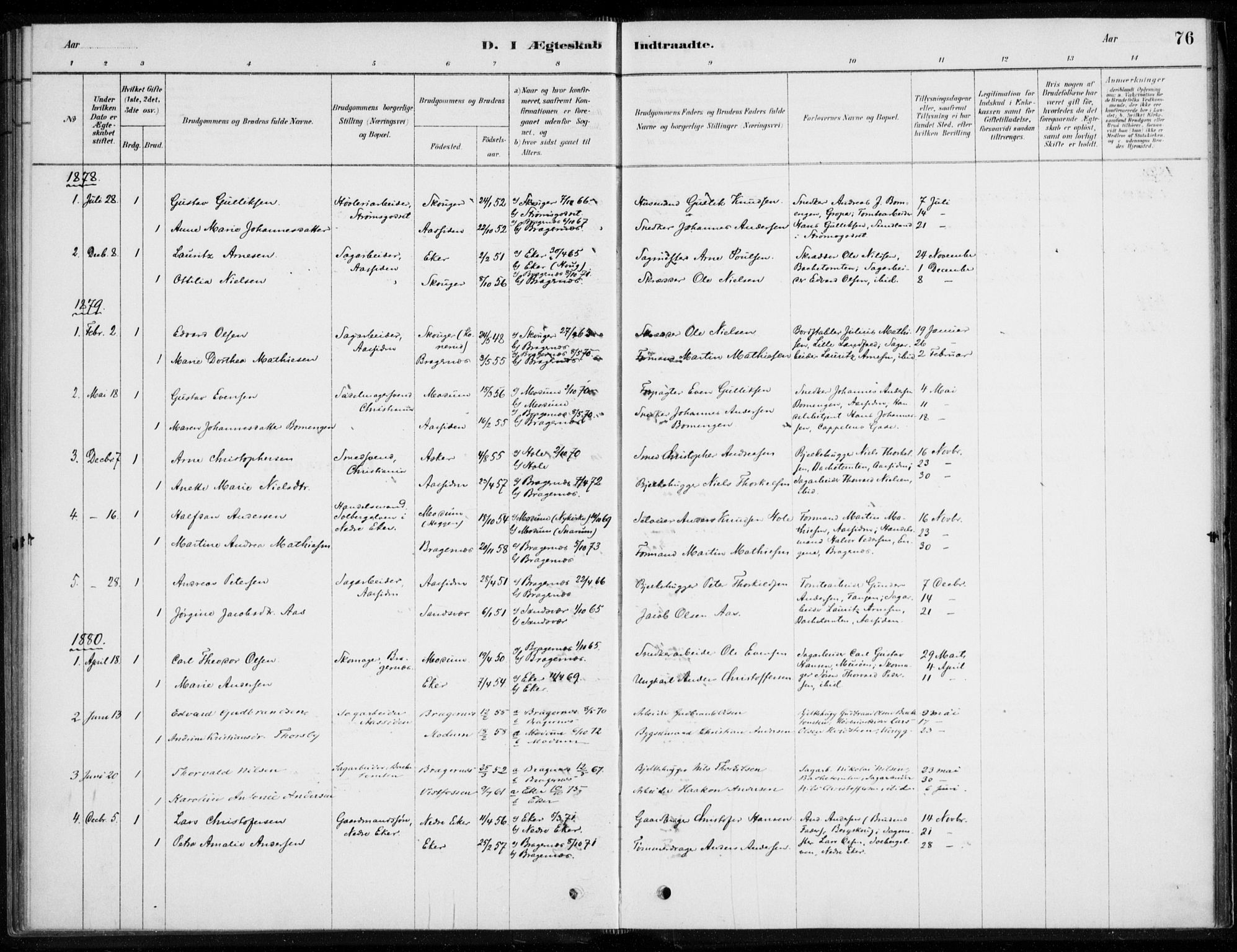 Åssiden kirkebøker, SAKO/A-251/F/Fa/L0001: Parish register (official) no. 1, 1878-1904, p. 76