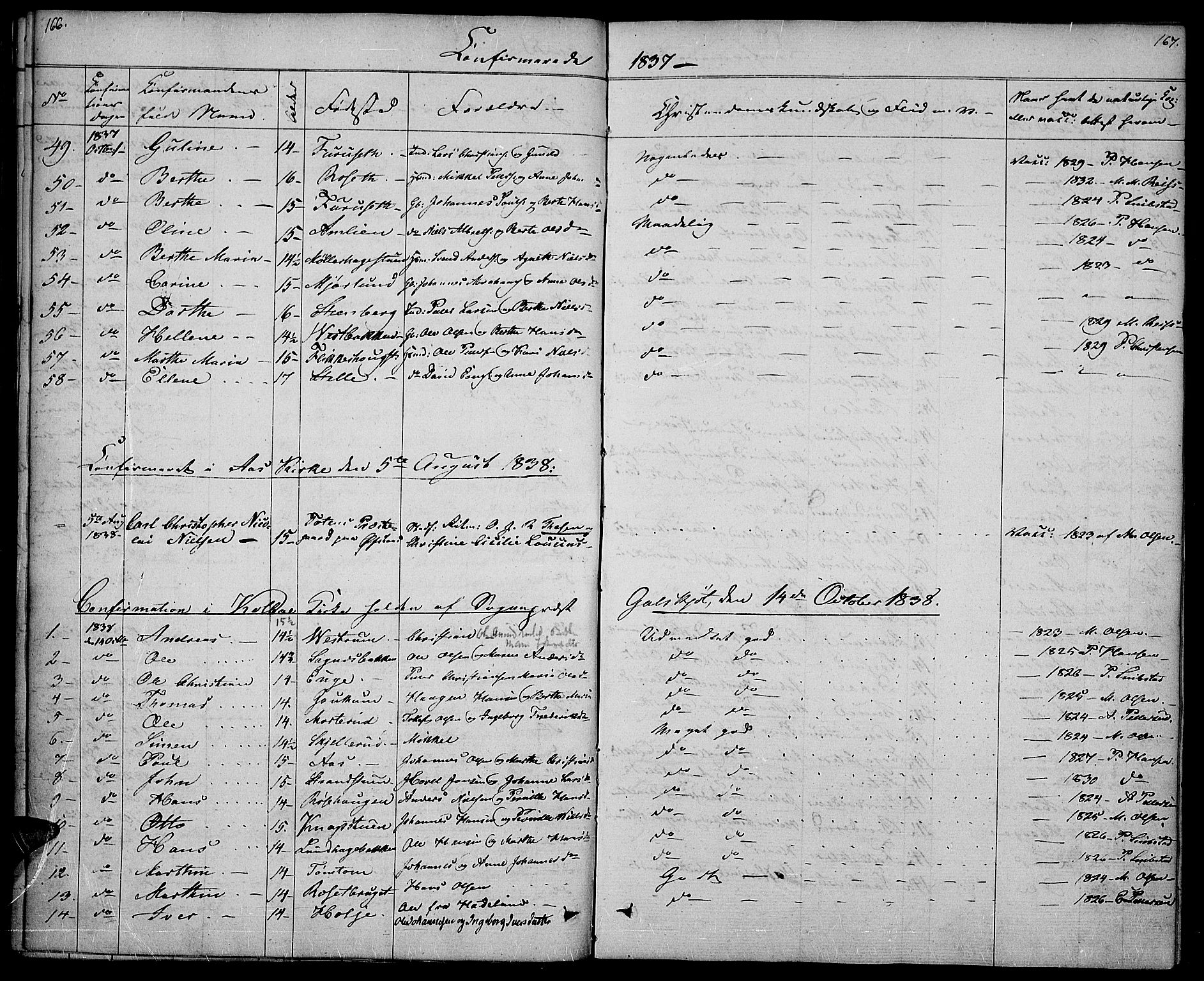 Vestre Toten prestekontor, SAH/PREST-108/H/Ha/Haa/L0003: Parish register (official) no. 3, 1836-1843, p. 166-167
