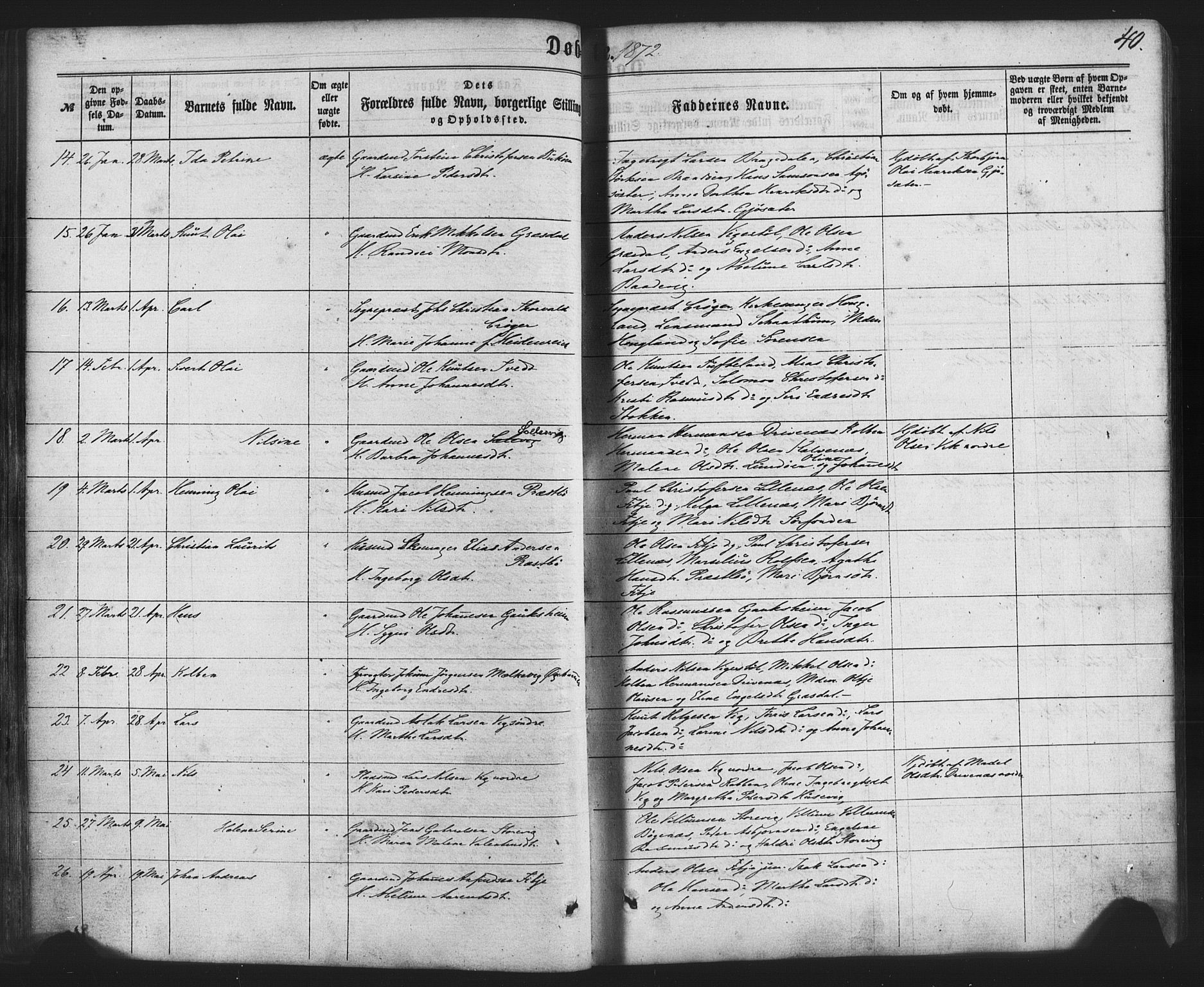 Fitjar sokneprestembete, AV/SAB-A-99926: Parish register (official) no. A 1, 1862-1881, p. 40