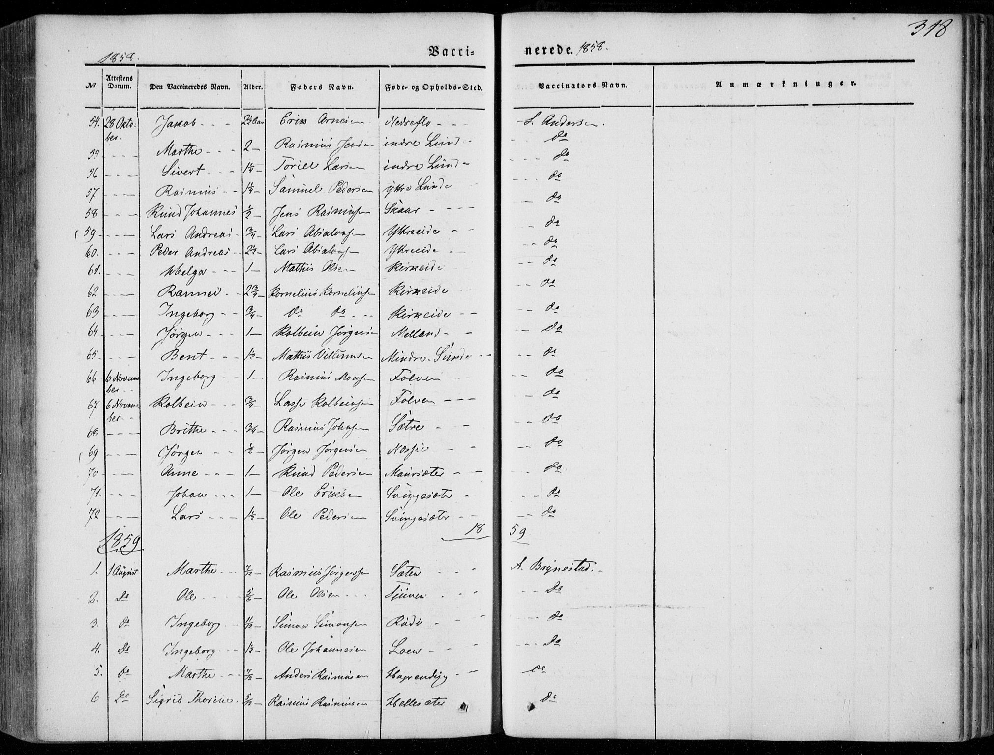 Stryn Sokneprestembete, SAB/A-82501: Parish register (official) no. A 2, 1844-1861, p. 318