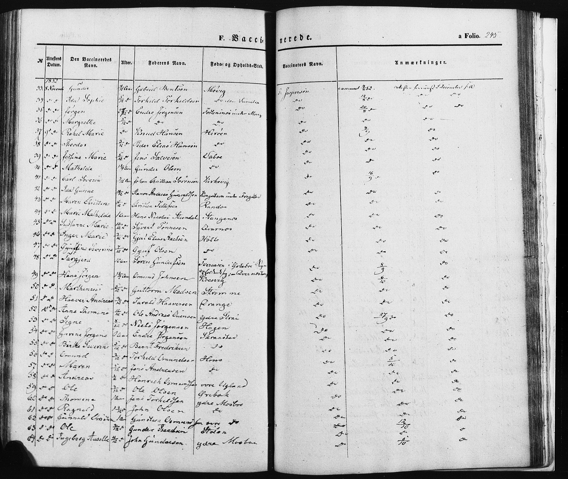 Oddernes sokneprestkontor, AV/SAK-1111-0033/F/Fa/Faa/L0007: Parish register (official) no. A 7, 1851-1863, p. 245