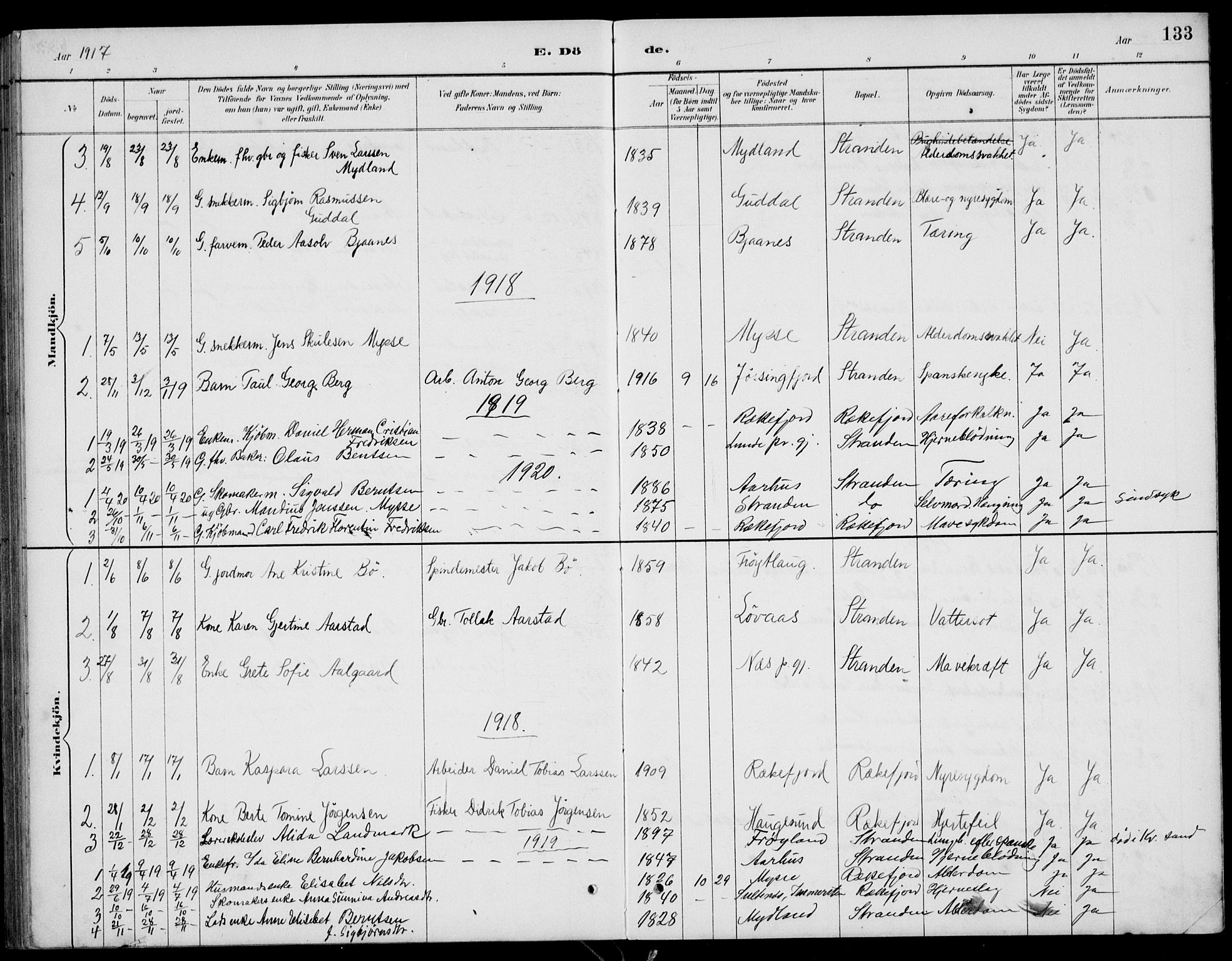 Sokndal sokneprestkontor, SAST/A-101808: Parish register (copy) no. B 5, 1887-1934, p. 133