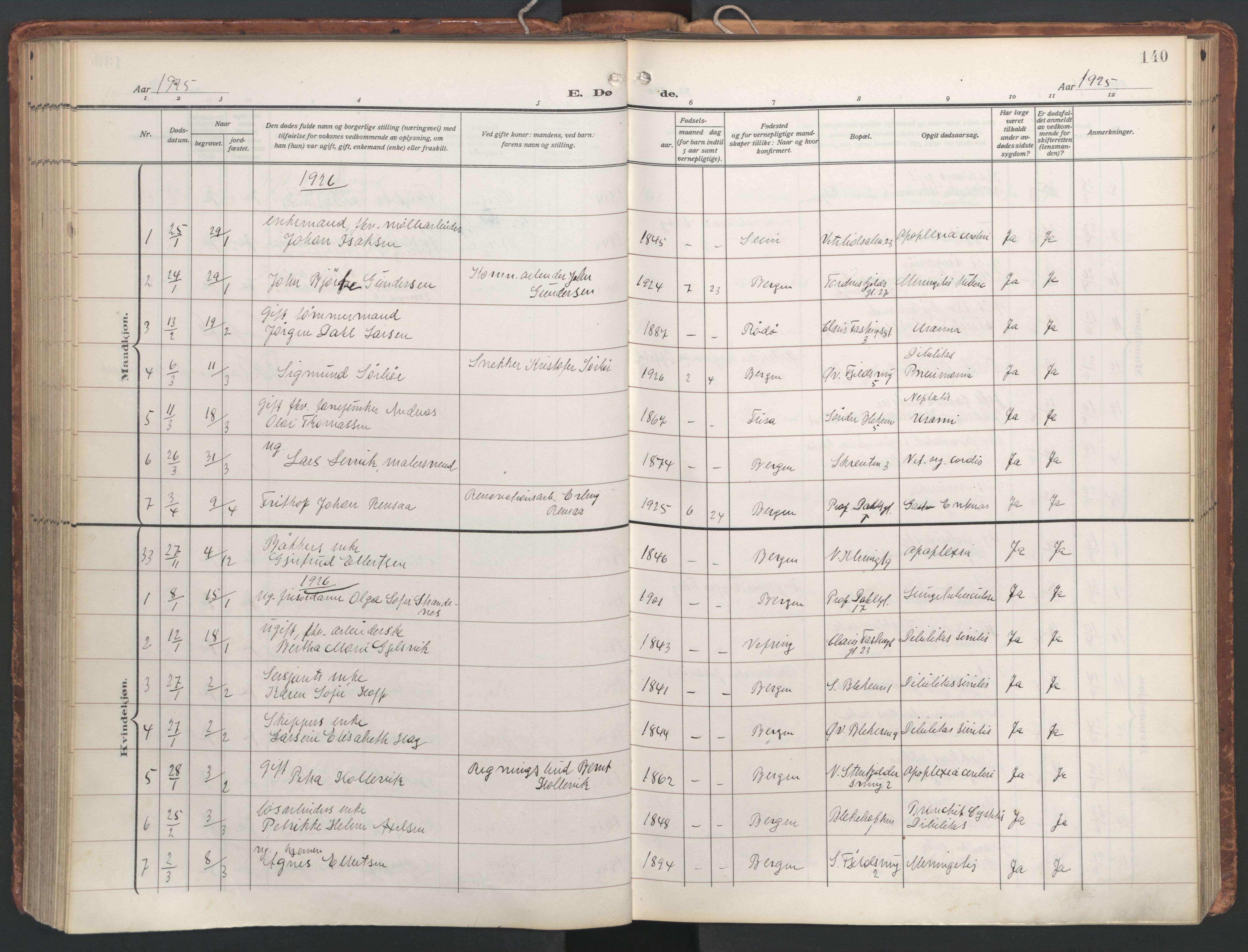 Korskirken sokneprestembete, AV/SAB-A-76101/H/Hab: Parish register (copy) no. E 5, 1910-1956, p. 139b-140a