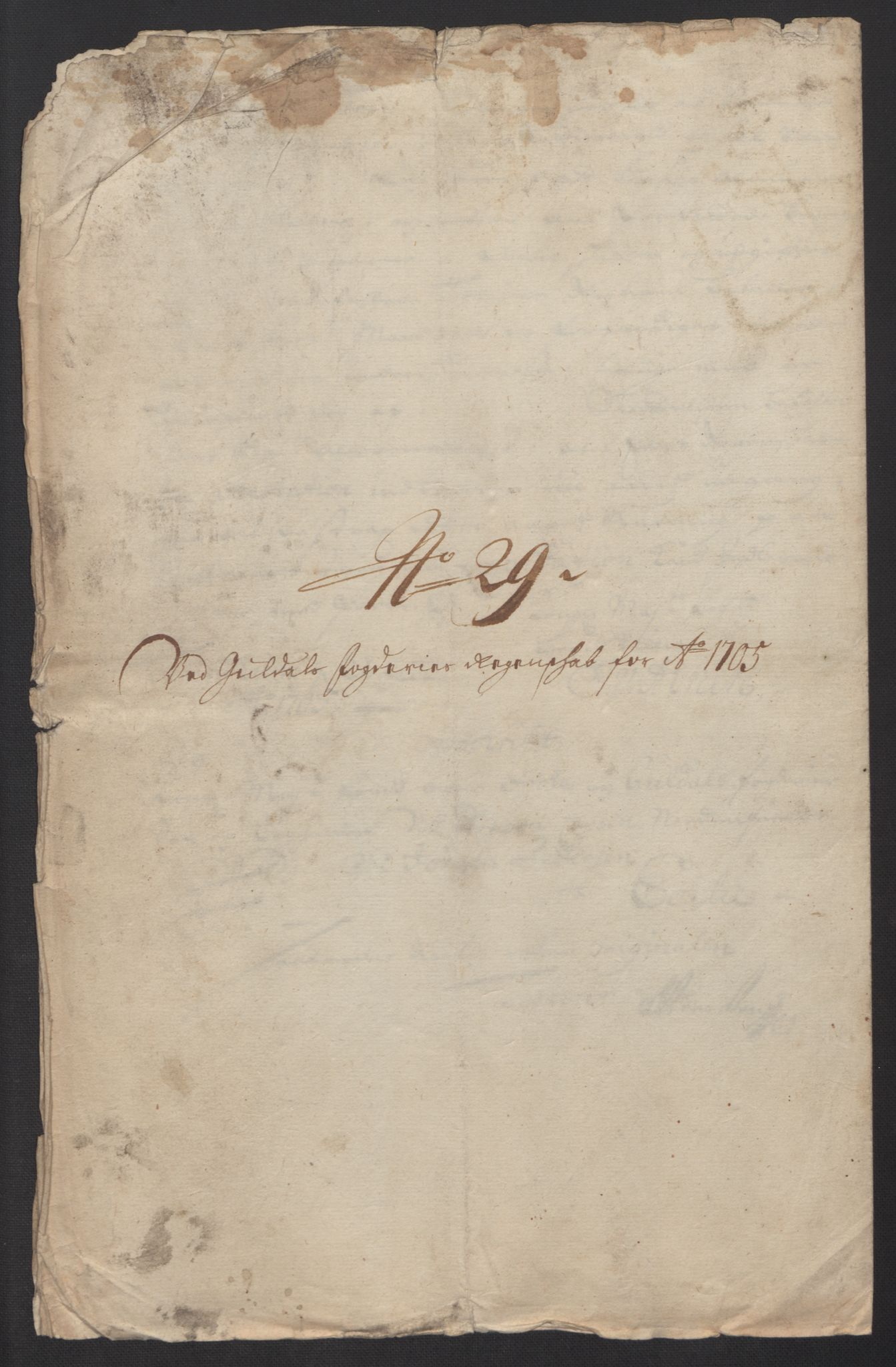 Rentekammeret inntil 1814, Reviderte regnskaper, Fogderegnskap, RA/EA-4092/R60/L3955: Fogderegnskap Orkdal og Gauldal, 1705, p. 452