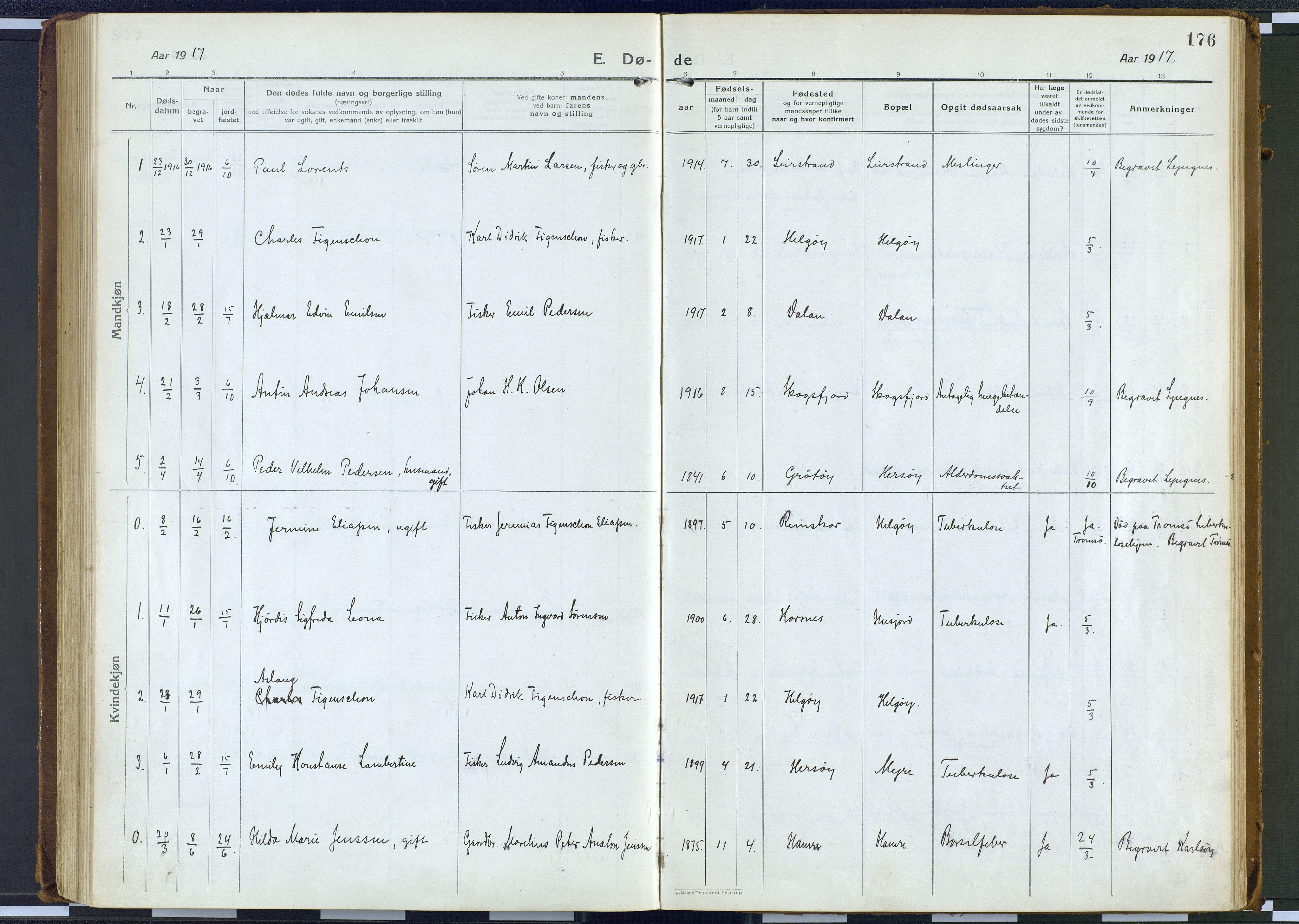 Karlsøy sokneprestembete, AV/SATØ-S-1299/H/Ha/Haa/L0016kirke: Parish register (official) no. 16, 1916-1934, p. 176